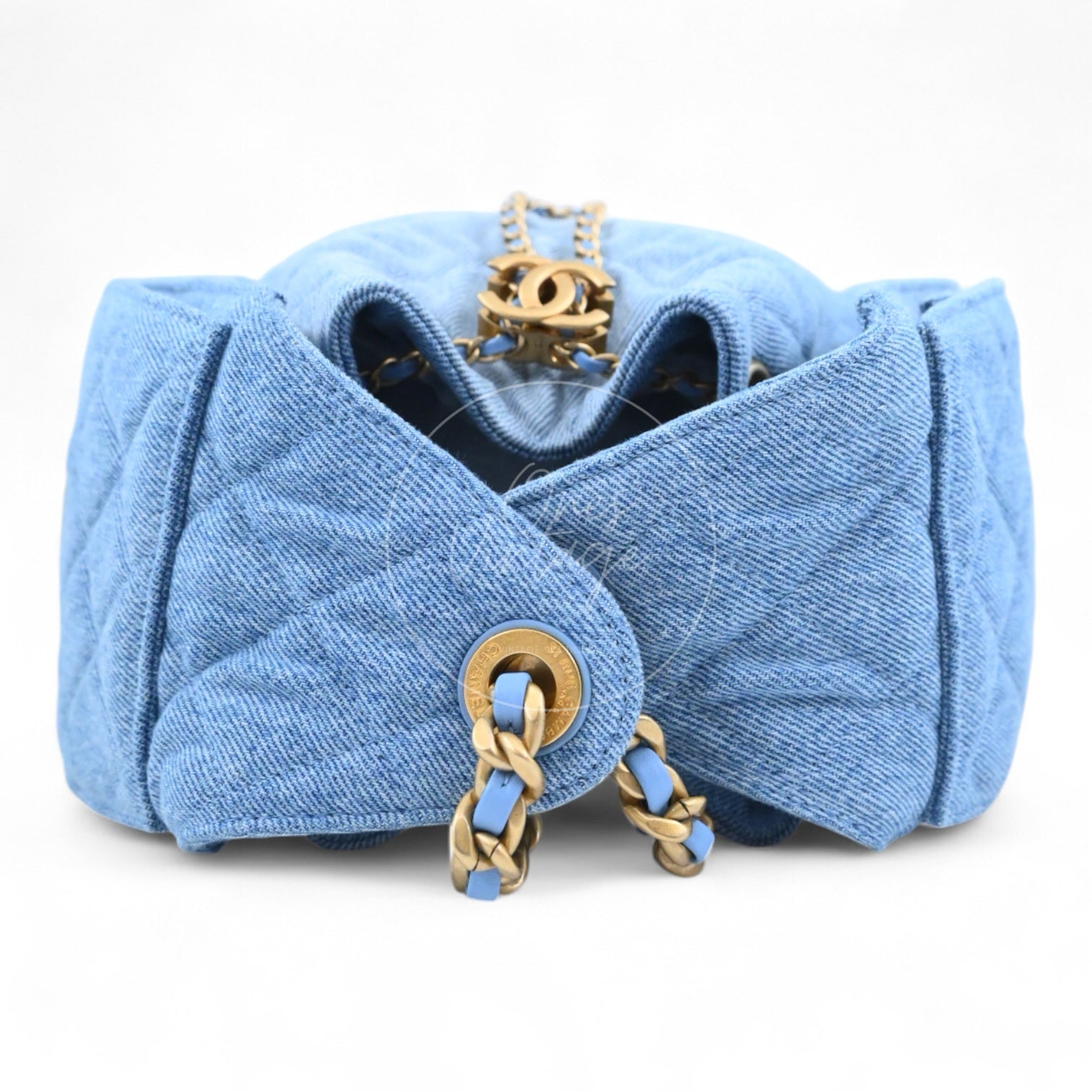 Chanel 25 Small Washed-Denim Shoulder Bag GHW Blue 2025
