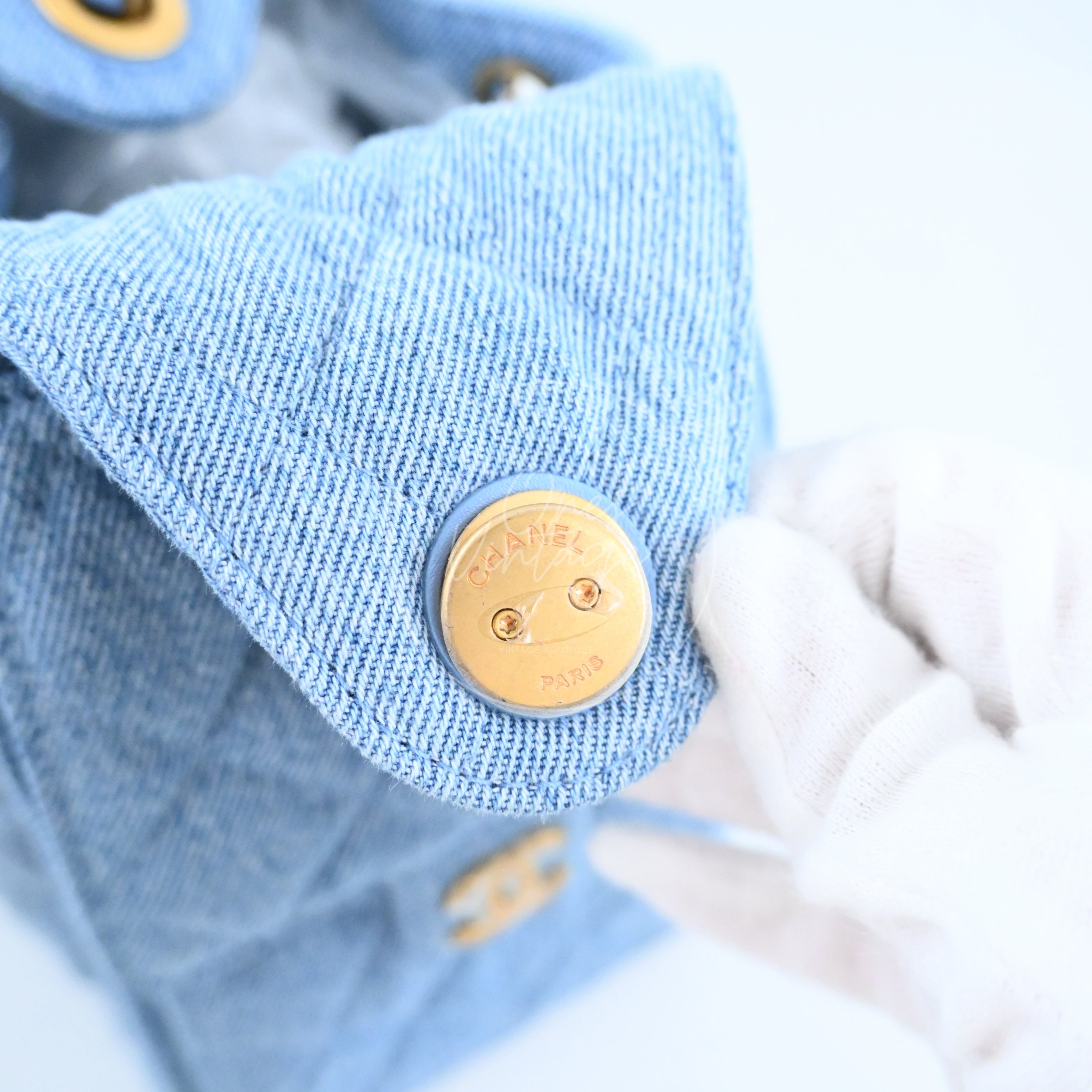 Chanel 25 Small Washed-Denim Shoulder Bag GHW Blue 2025
