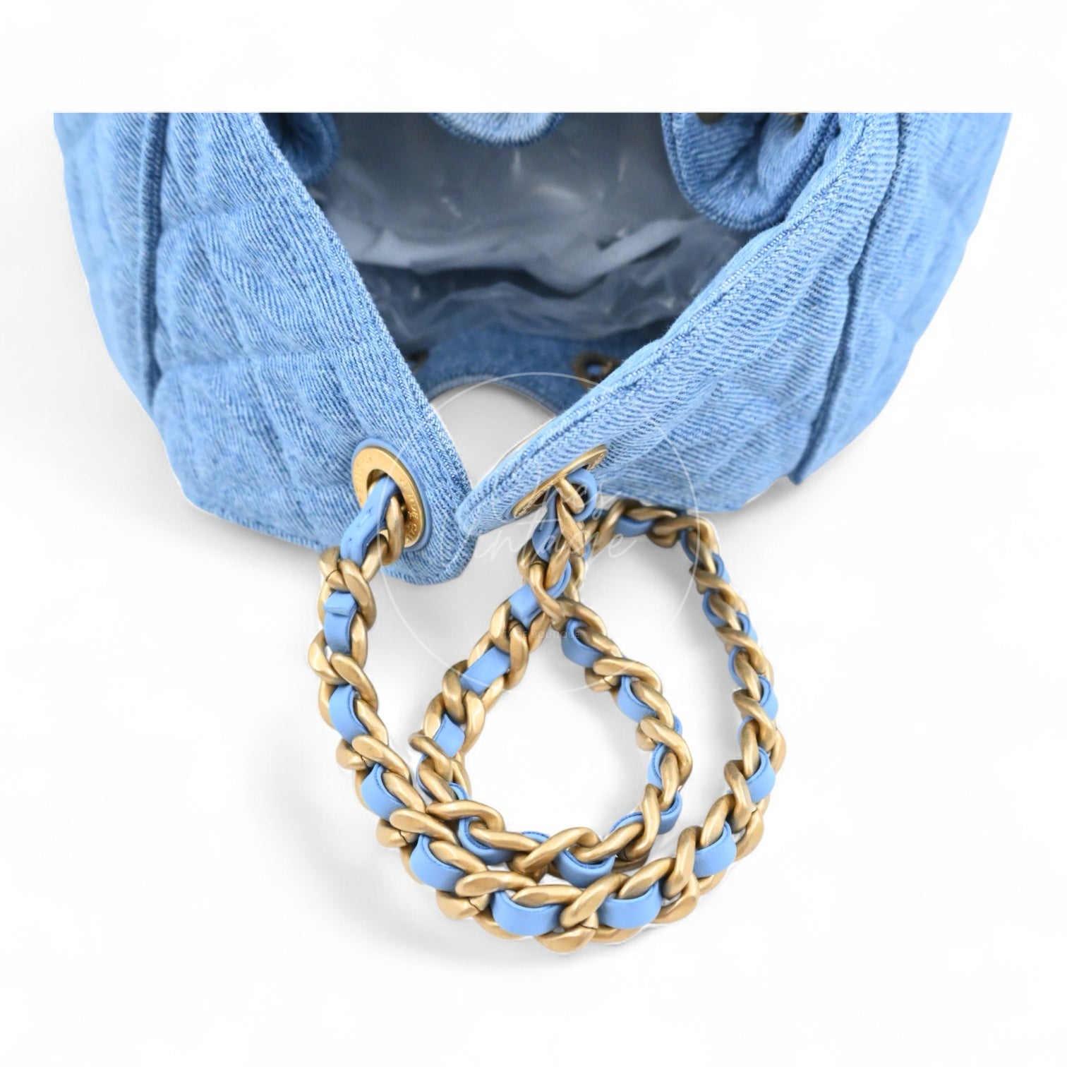 Chanel 25 Small Washed-Denim Shoulder Bag GHW Blue 2025