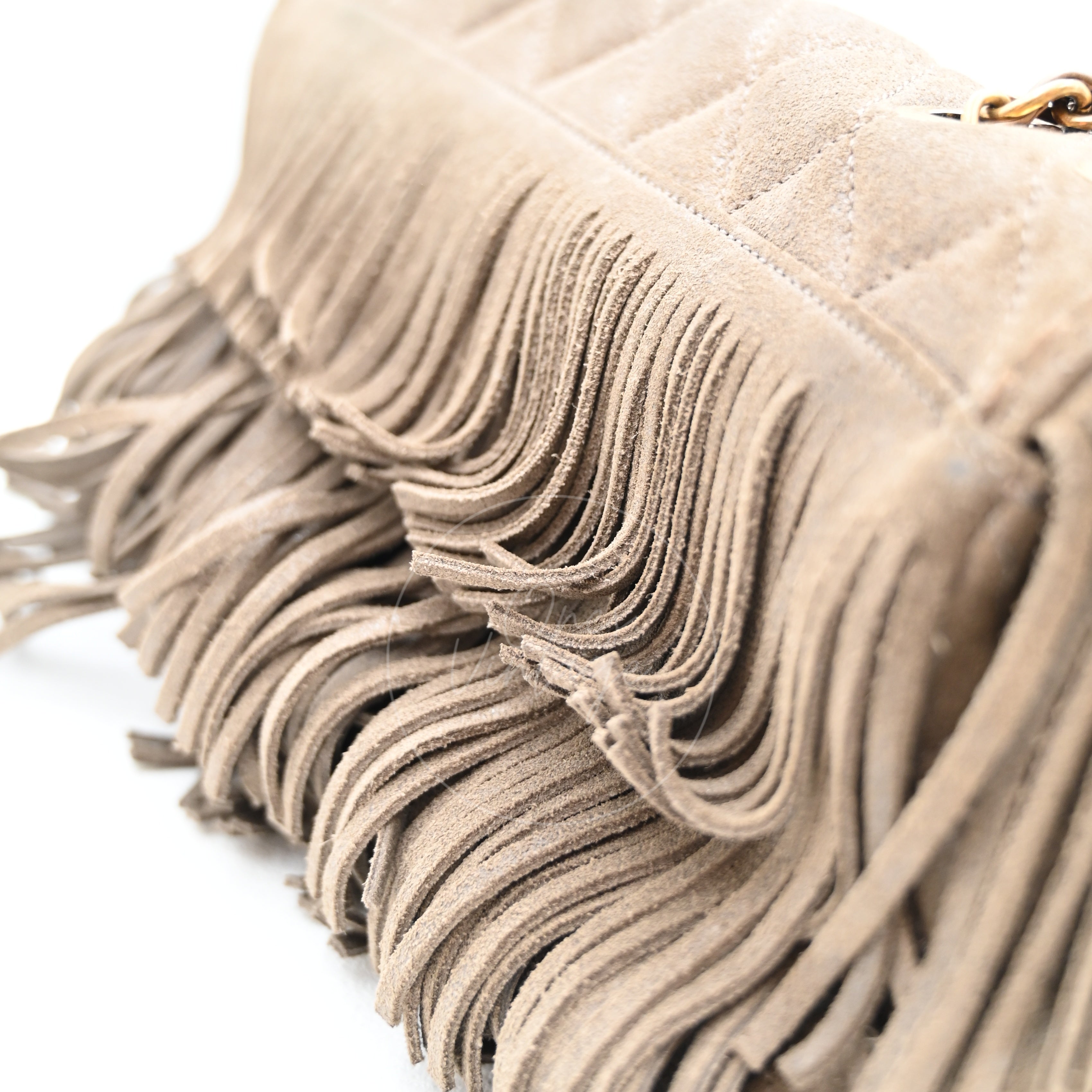 Chanel Paris Dallas Fringe Taupe Suede Flap Bag GHW Series 19