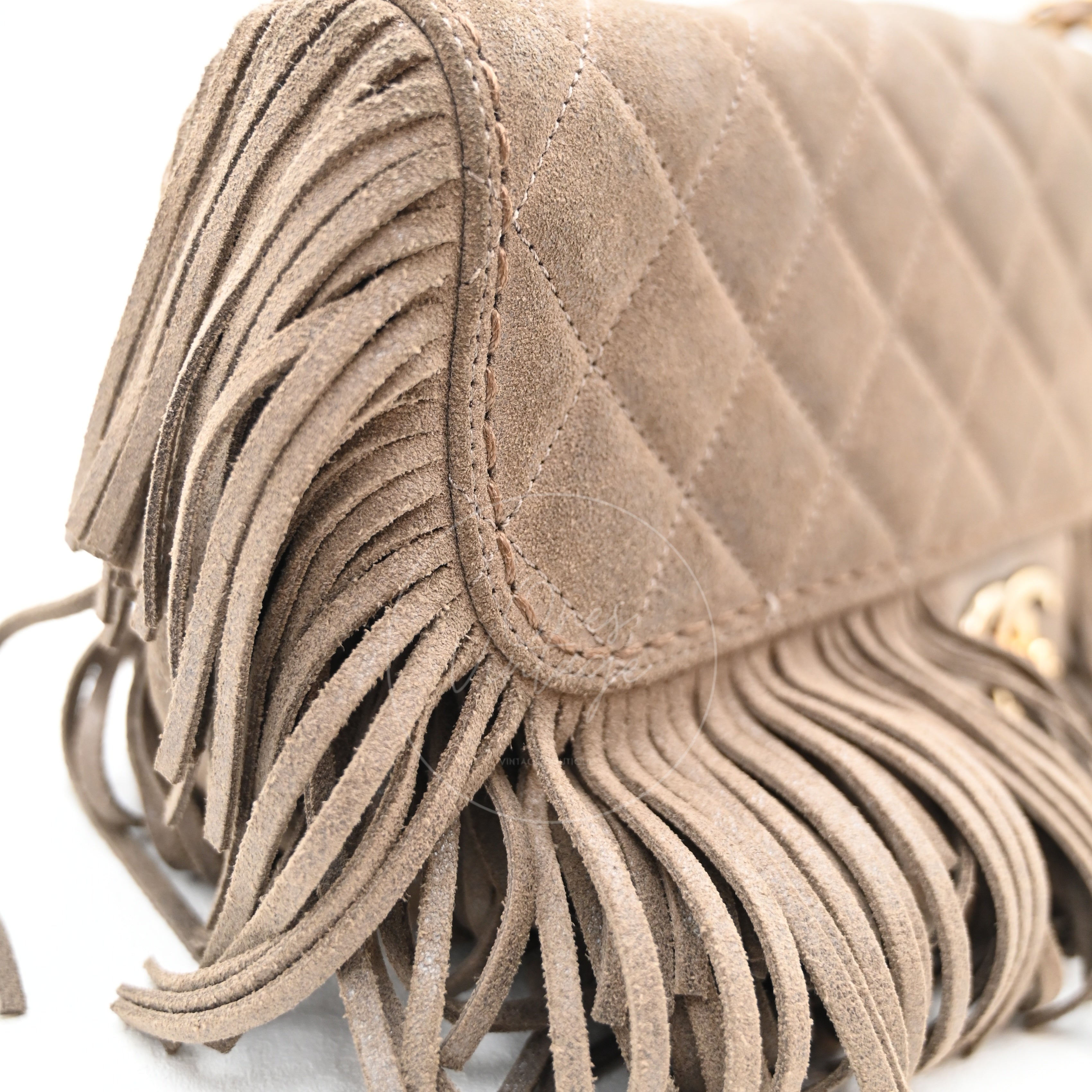 Chanel Paris Dallas Fringe Taupe Suede Flap Bag GHW Series 19