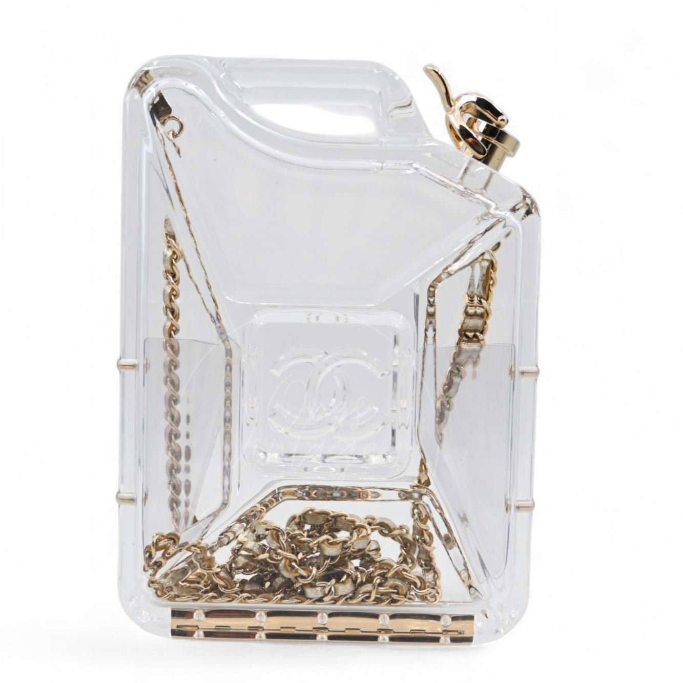 Chanel Dubai By Night Plexiglass Gasoline Tank Minaudière Bag GHW Clear 2015
