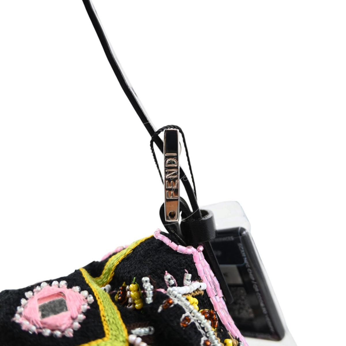 Fendi 2000s Multicolor Beadwork Fringe Cloth Embellished Baguette Shoulder Bag