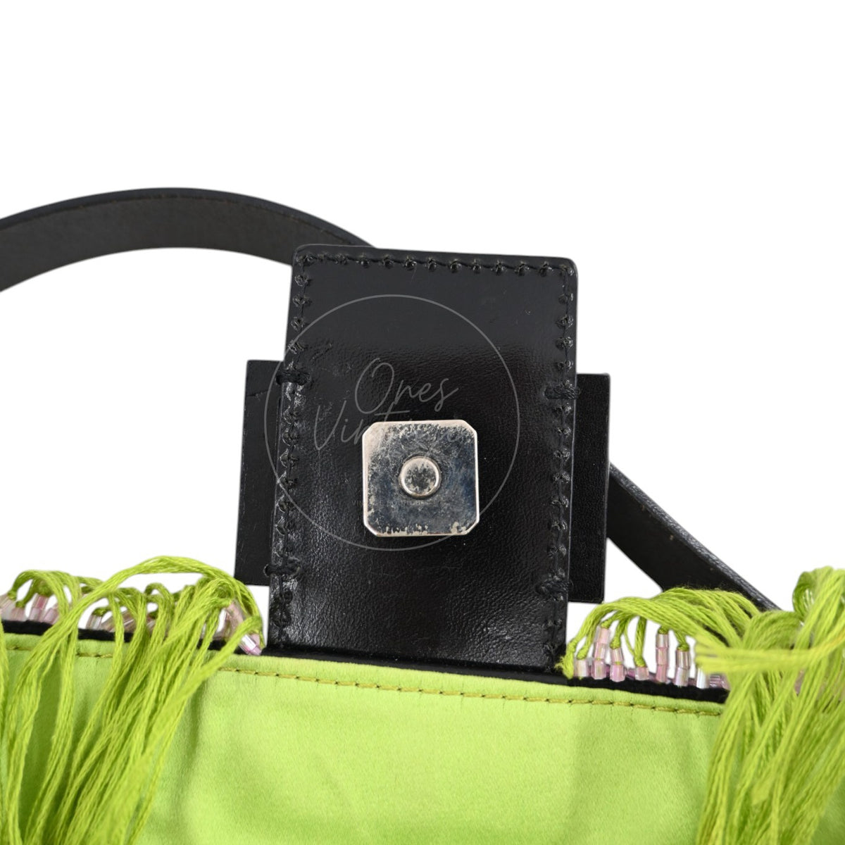 Fendi 2000s Multicolor Beadwork Fringe Cloth Embellished Baguette Shoulder Bag