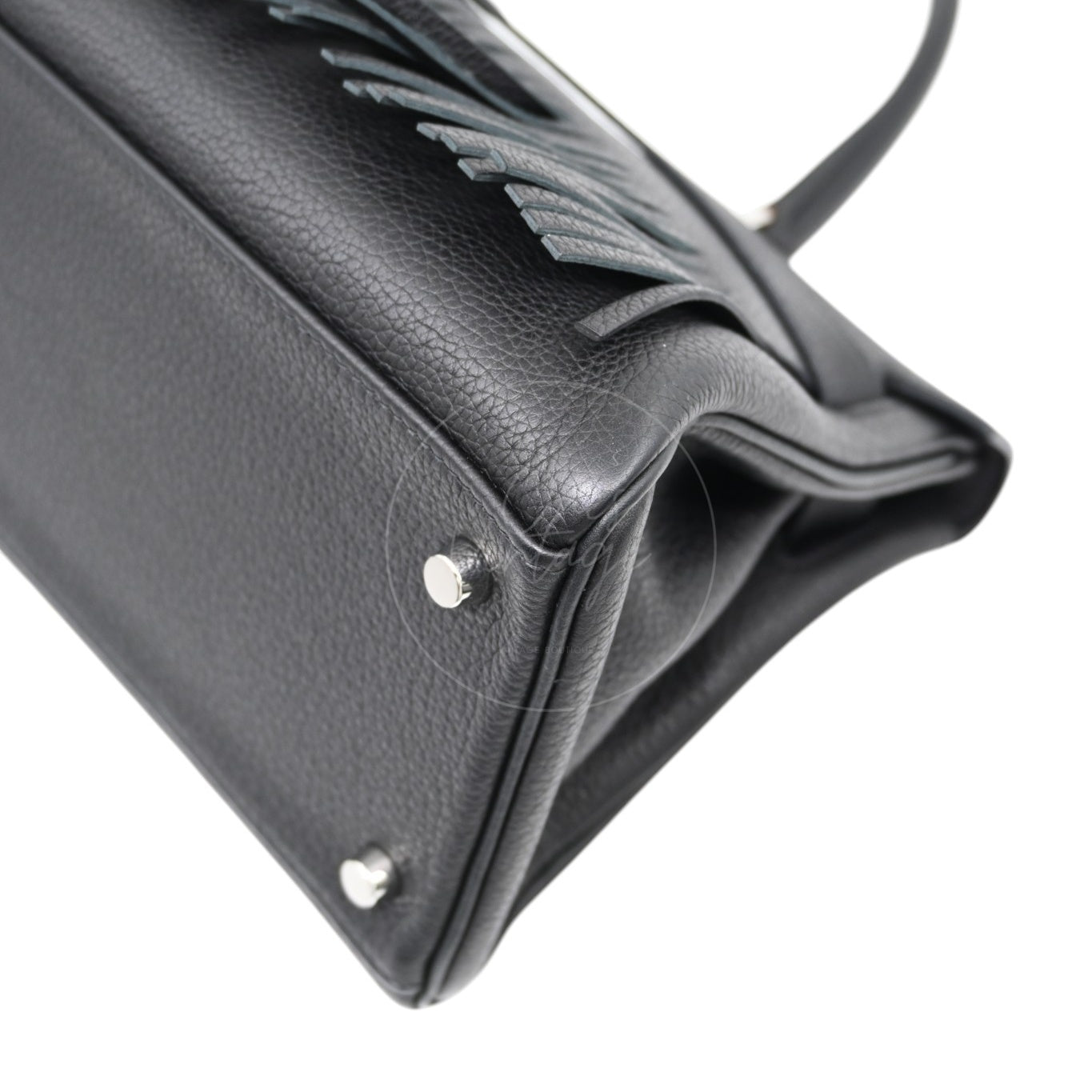 Hermès Clemence Fringe JPG Shoulder Kelly 42 PHW Black Square M
