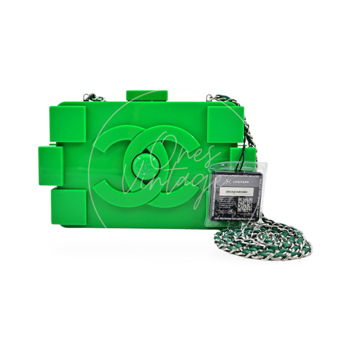 Chanel Vintage Lego Clutch Bag Plexiglass Green SHW Series 17