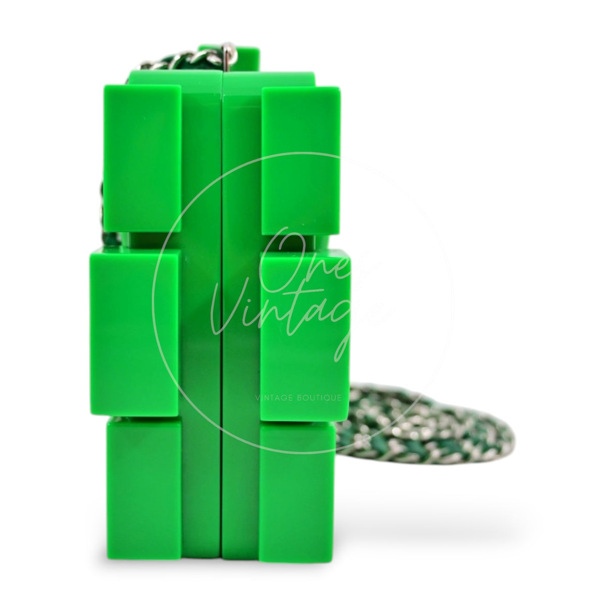 Chanel Vintage Lego Clutch Bag Plexiglass Green SHW Series 17