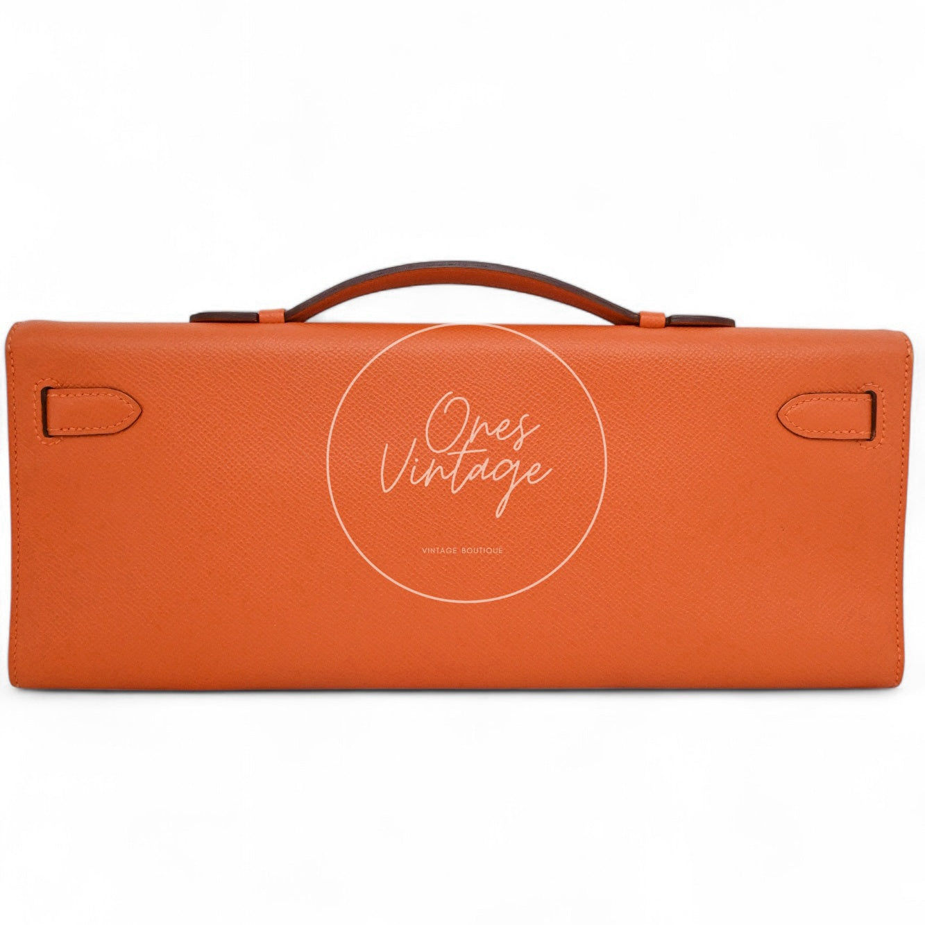 Hermes Kelly Cut Clutch Epsom PHW Orange Square R