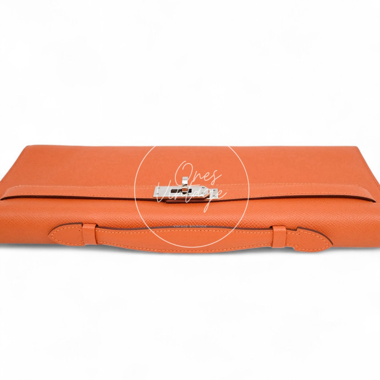 Hermes Kelly Cut Clutch Epsom PHW Orange Square R
