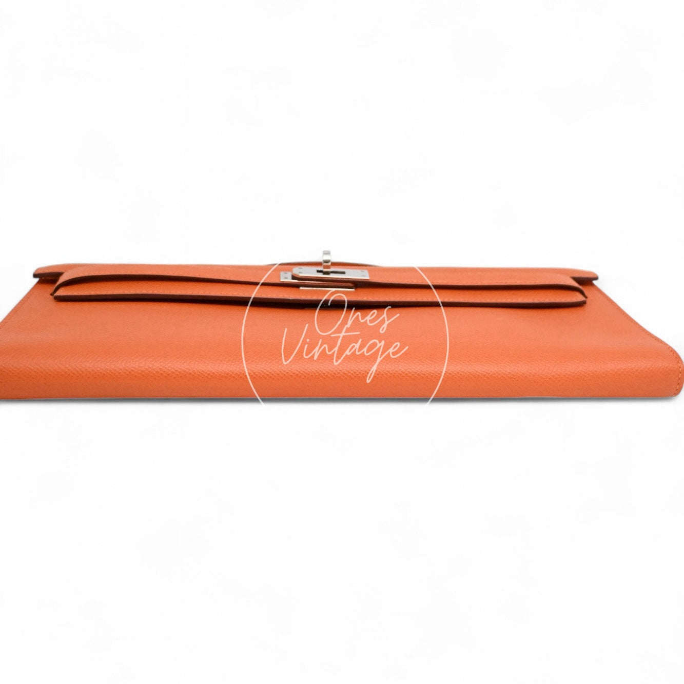 Hermes Kelly Cut Clutch Epsom PHW Orange Square R
