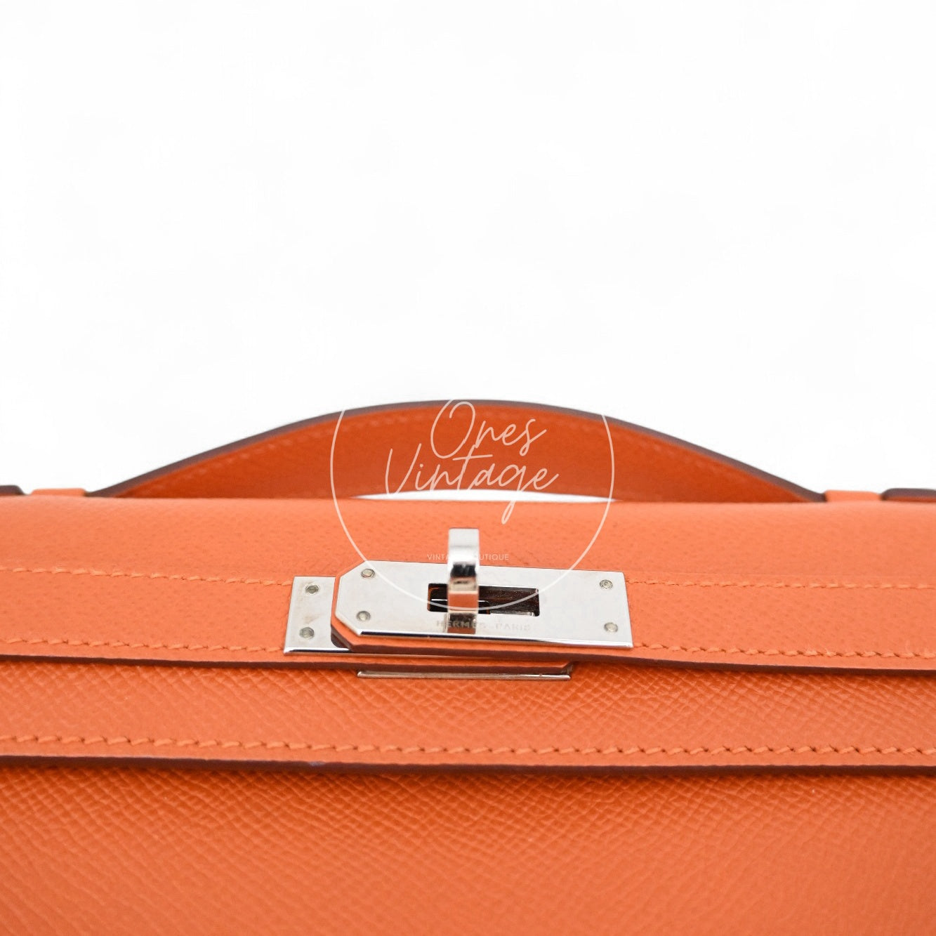 Hermes Kelly Cut Clutch Epsom PHW Orange Square R