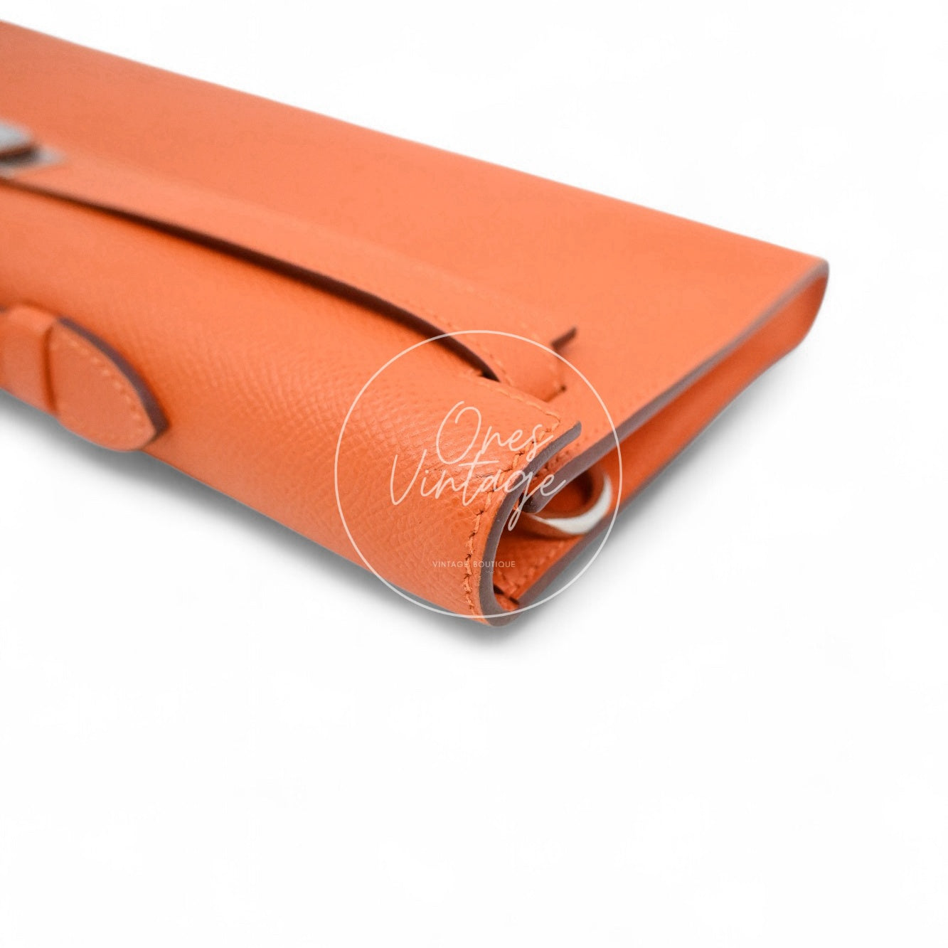 Hermes Kelly Cut Clutch Epsom PHW Orange Square R