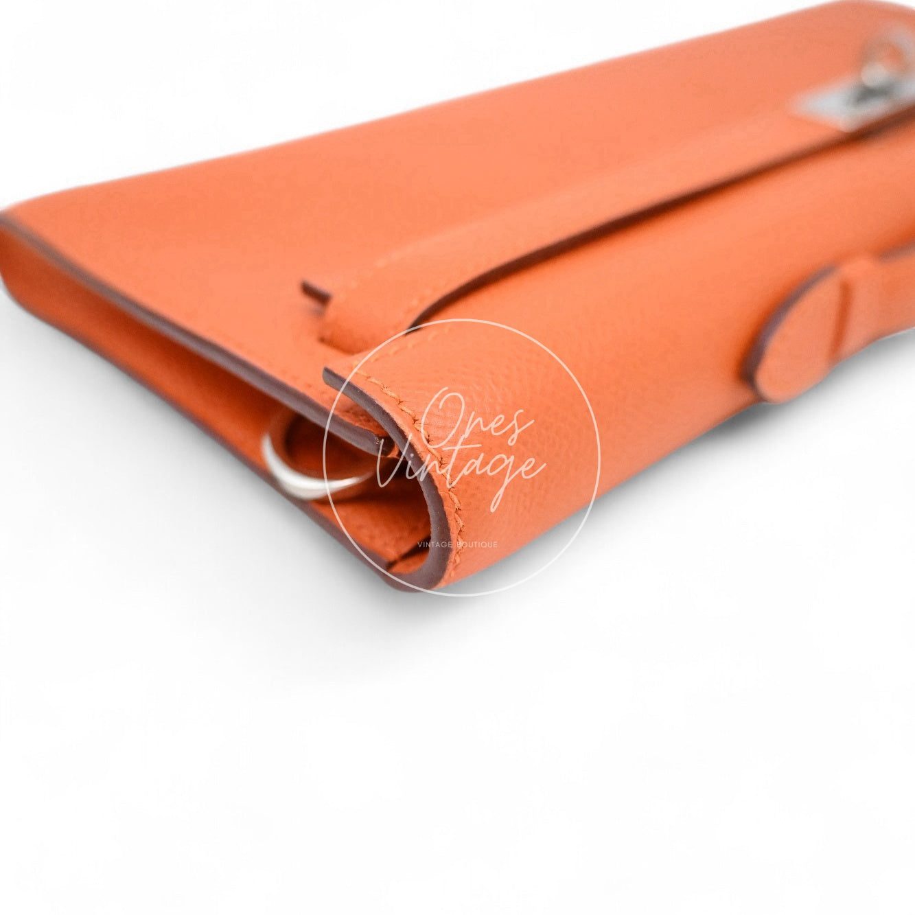 Hermes Kelly Cut Clutch Epsom PHW Orange Square R