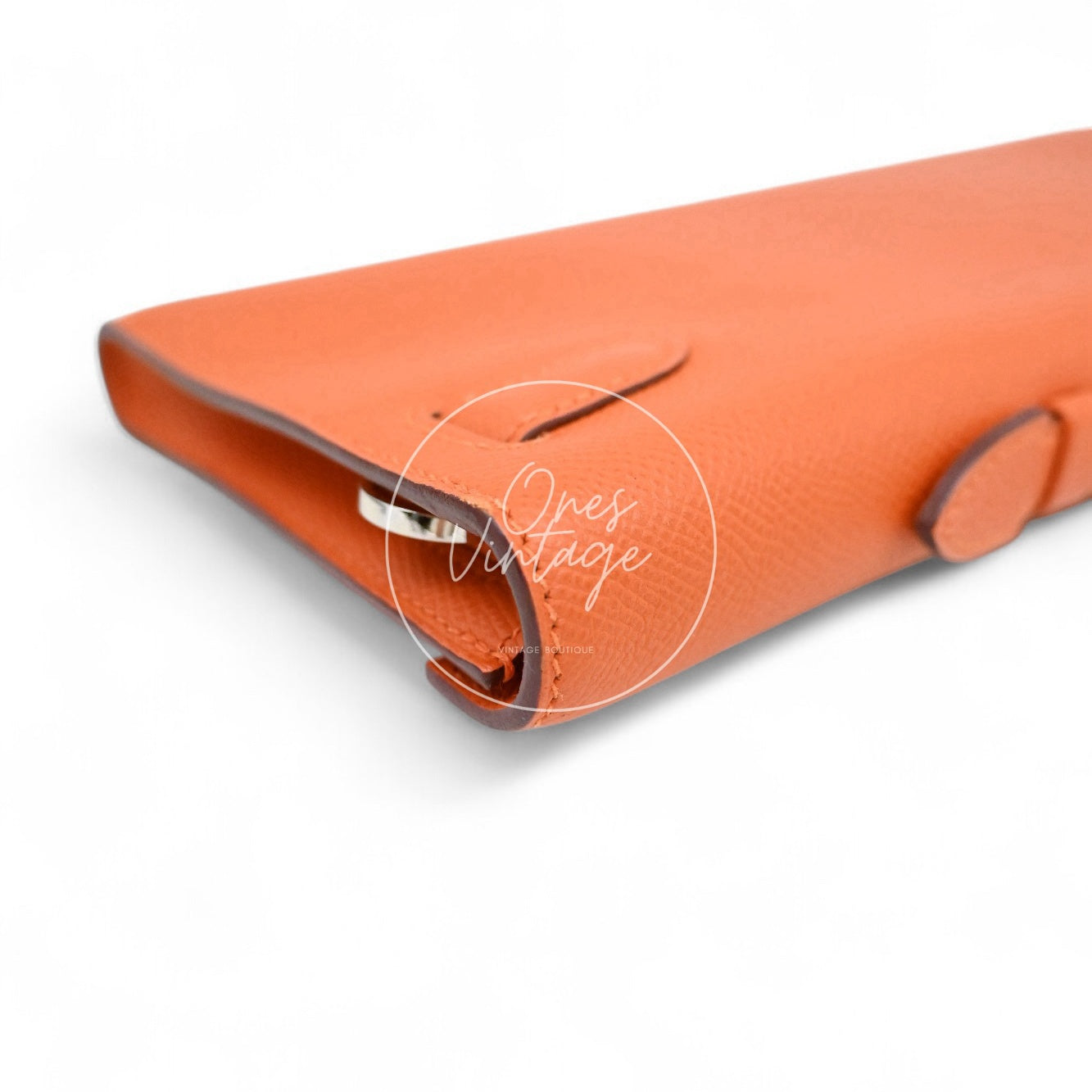 Hermes Kelly Cut Clutch Epsom PHW Orange Square R