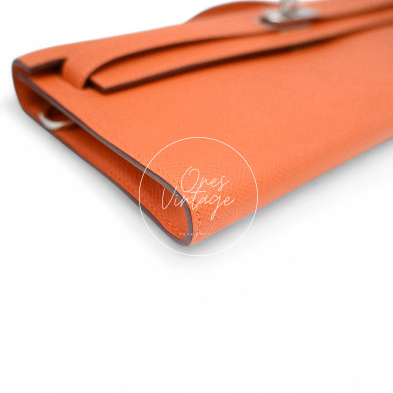 Hermes Kelly Cut Clutch Epsom PHW Orange Square R