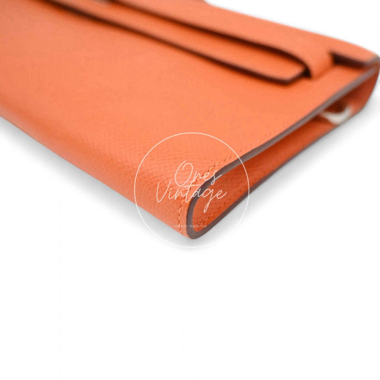 Hermes Kelly Cut Clutch Epsom PHW Orange Square R