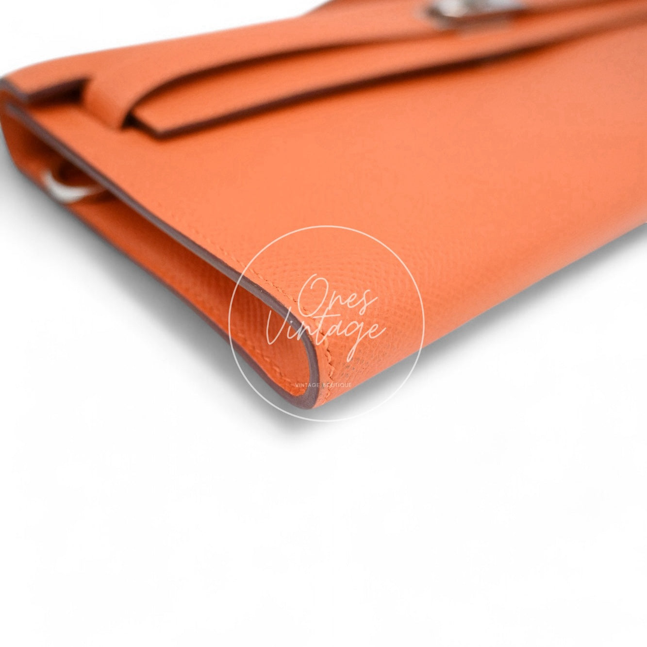Hermes Kelly Cut Clutch Epsom PHW Orange Square R