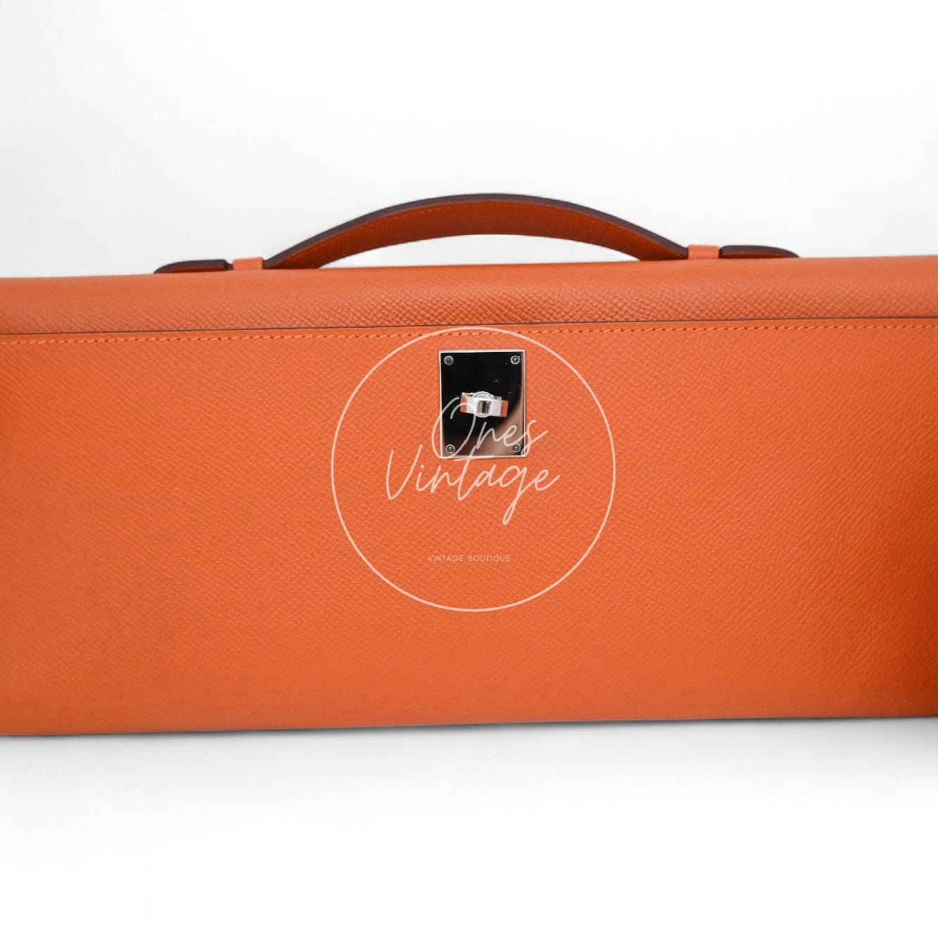 Hermes Kelly Cut Clutch Epsom PHW Orange Square R