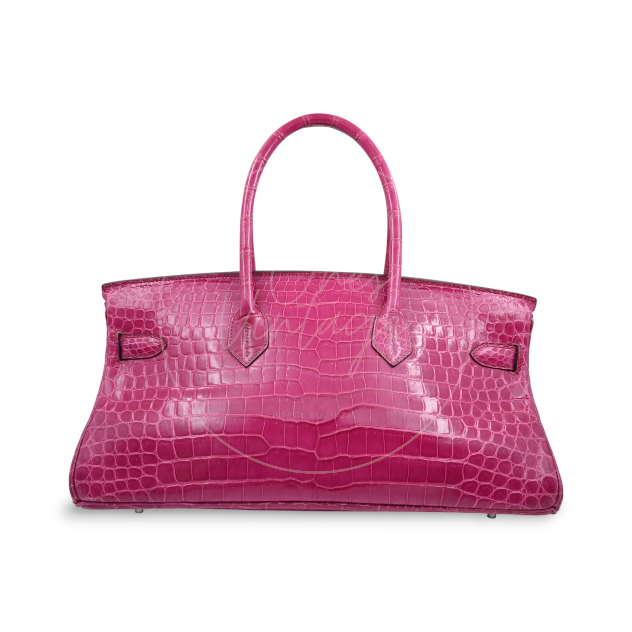 Hermes Birkin Shoulder Croco PHW Pink Square J