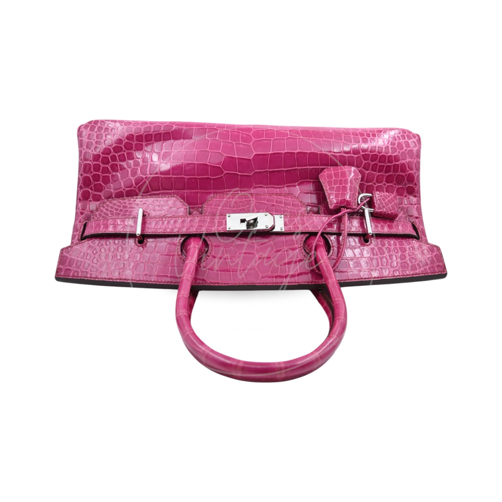 Hermes Birkin Shoulder Croco PHW Pink Square J