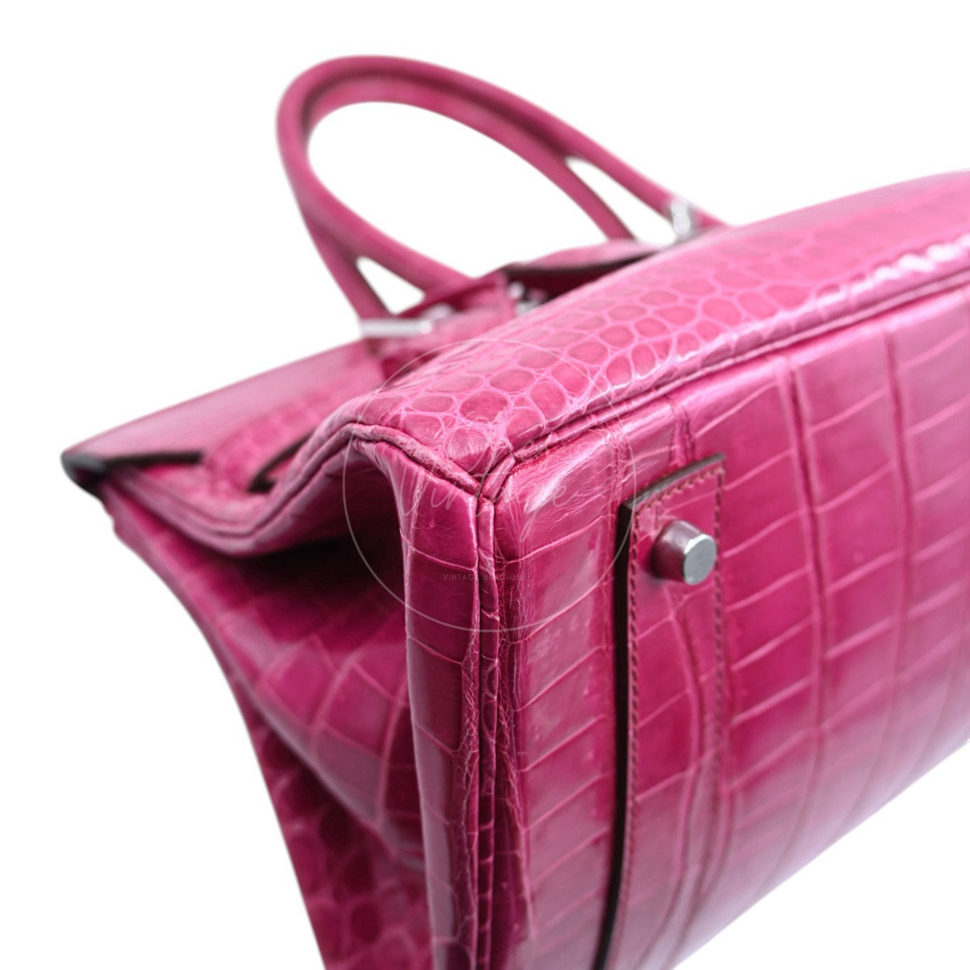 Hermes Birkin Shoulder Croco PHW Pink Square J