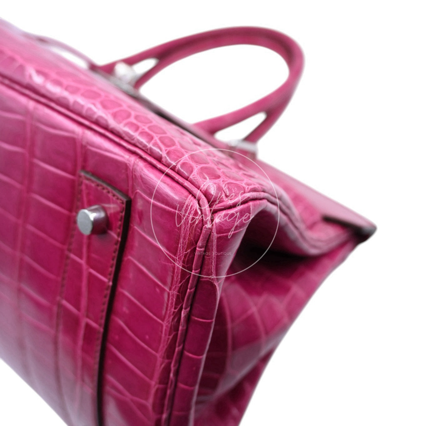 Hermes Birkin Shoulder Croco PHW Pink Square J