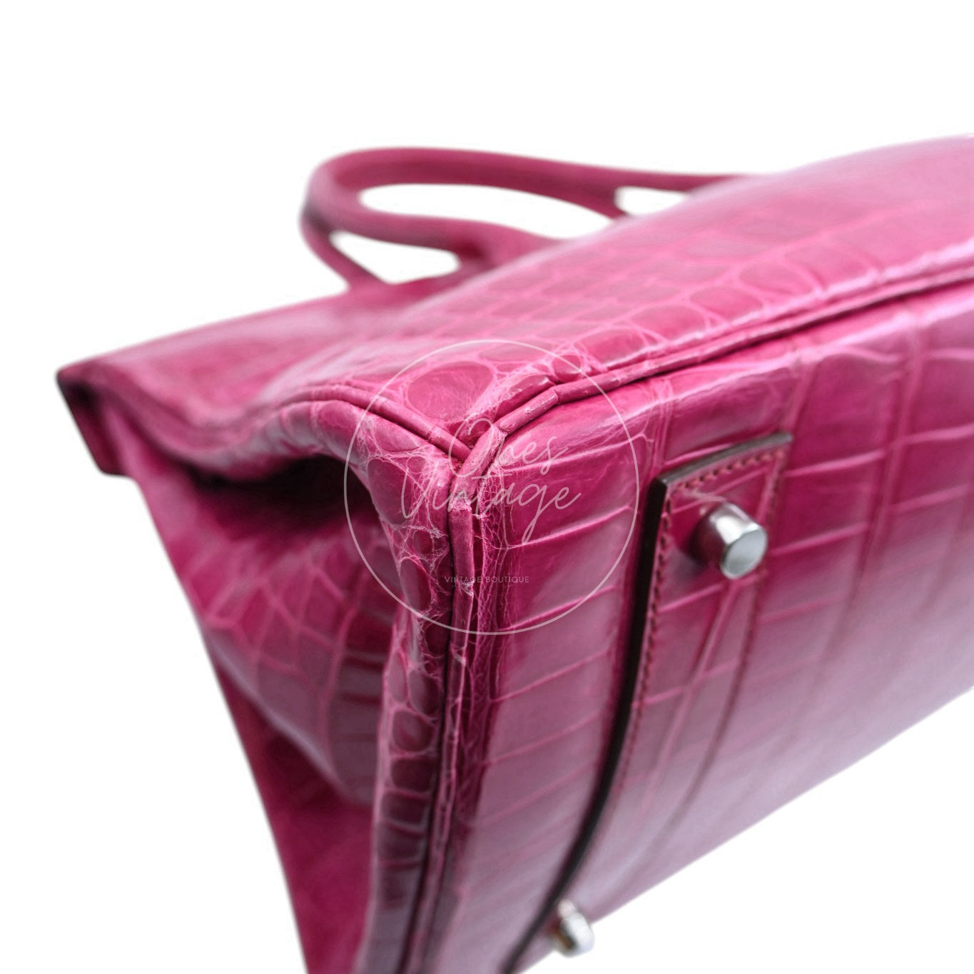 Hermes Birkin Shoulder Croco PHW Pink Square J