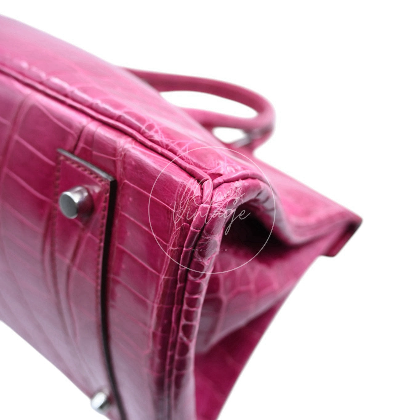 Hermes Birkin Shoulder Croco PHW Pink Square J