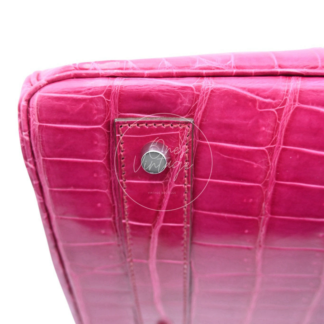 Hermes Birkin Shoulder Croco PHW Pink Square J