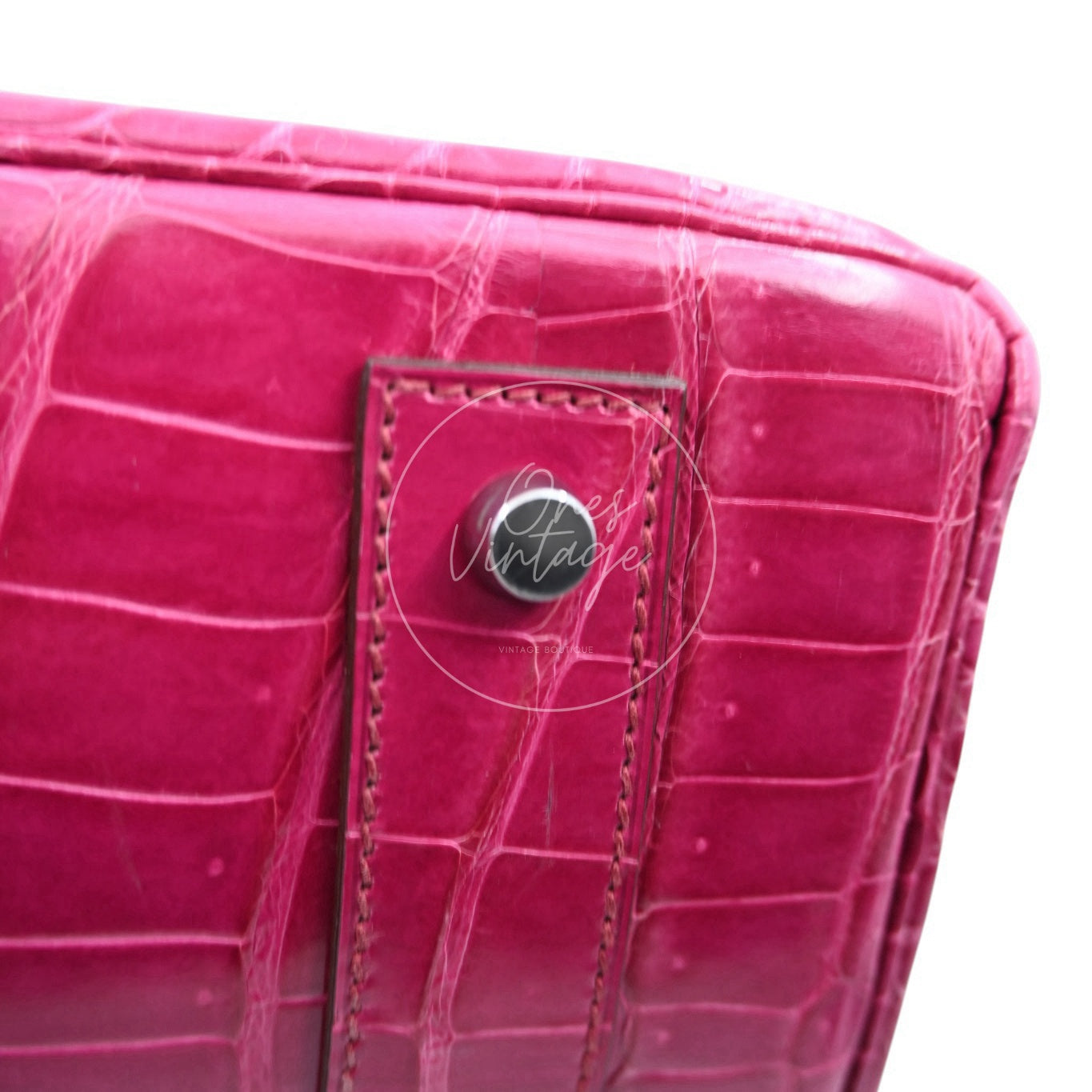 Hermes Birkin Shoulder Croco PHW Pink Square J