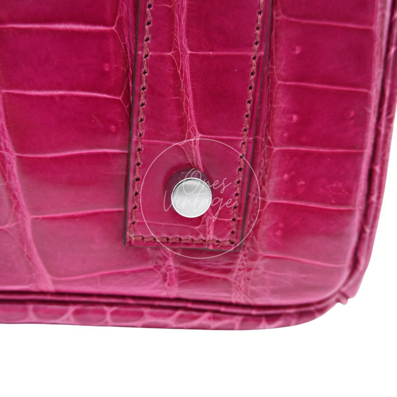 Hermes Birkin Shoulder Croco PHW Pink Square J