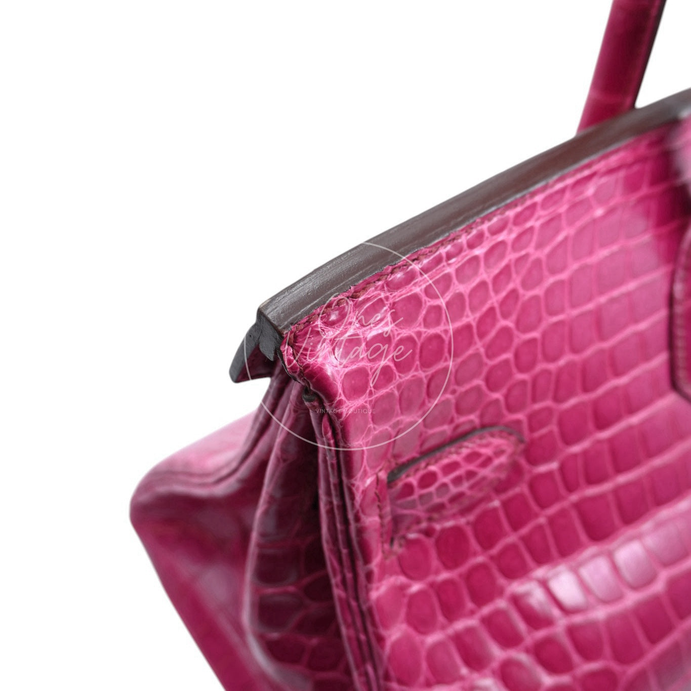 Hermes Birkin Shoulder Croco PHW Pink Square J