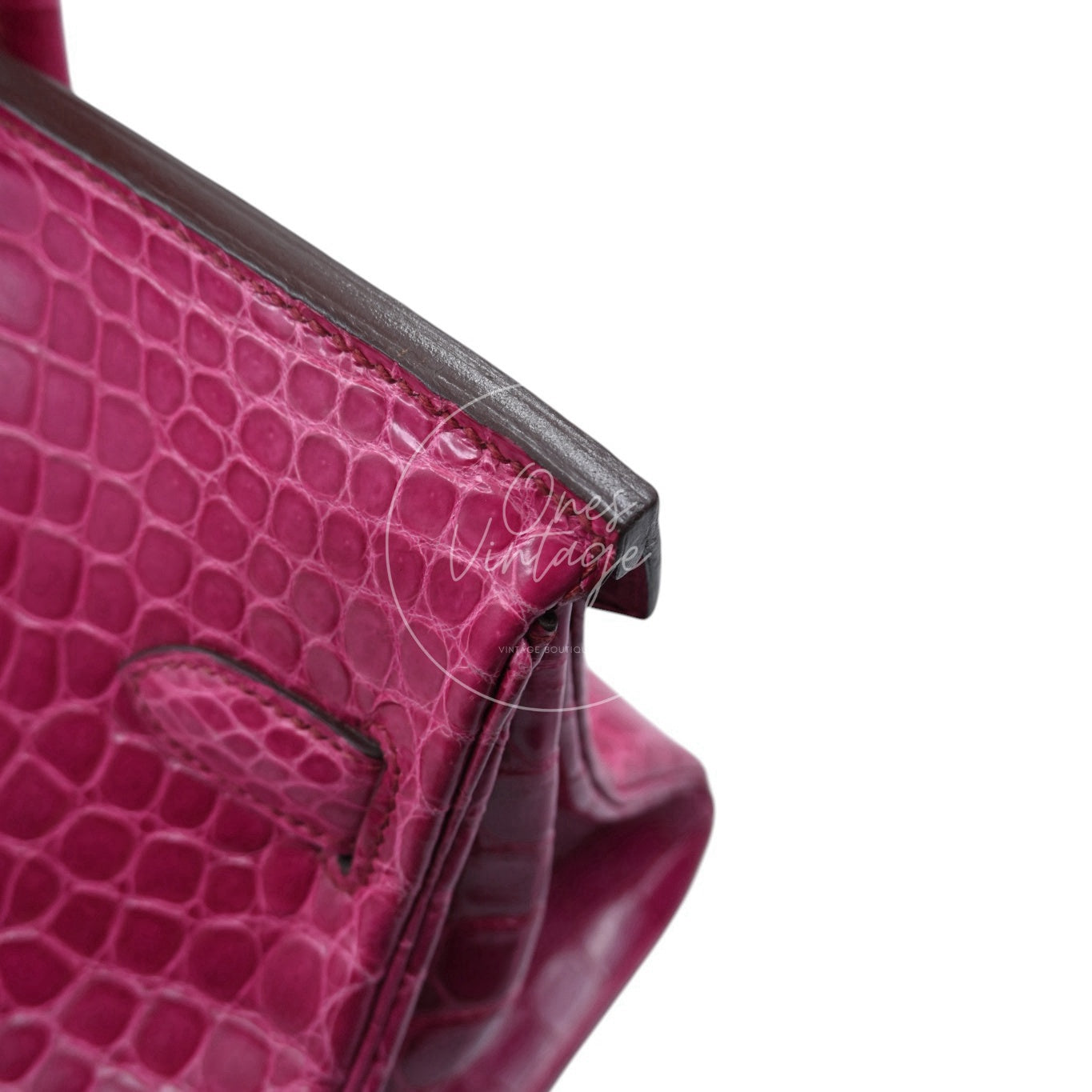 Hermes Birkin Shoulder Croco PHW Pink Square J