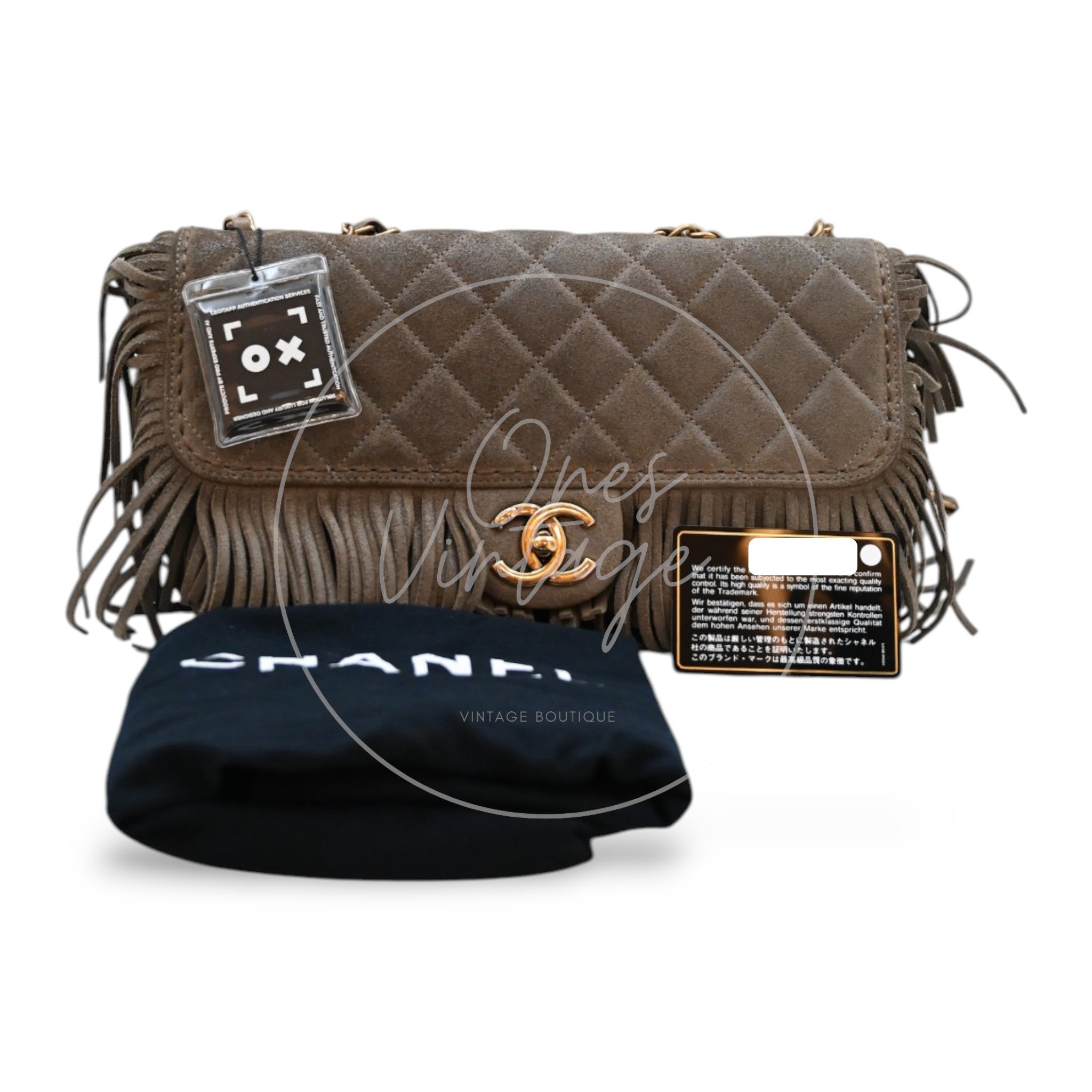Chanel Paris Dallas Fringe Taupe Suede Flap Bag GHW Series 19