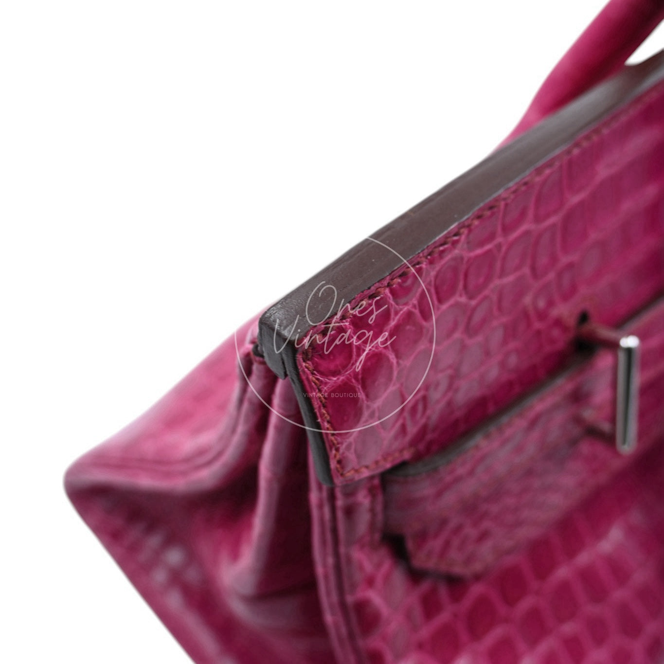 Hermes Birkin Shoulder Croco PHW Pink Square J