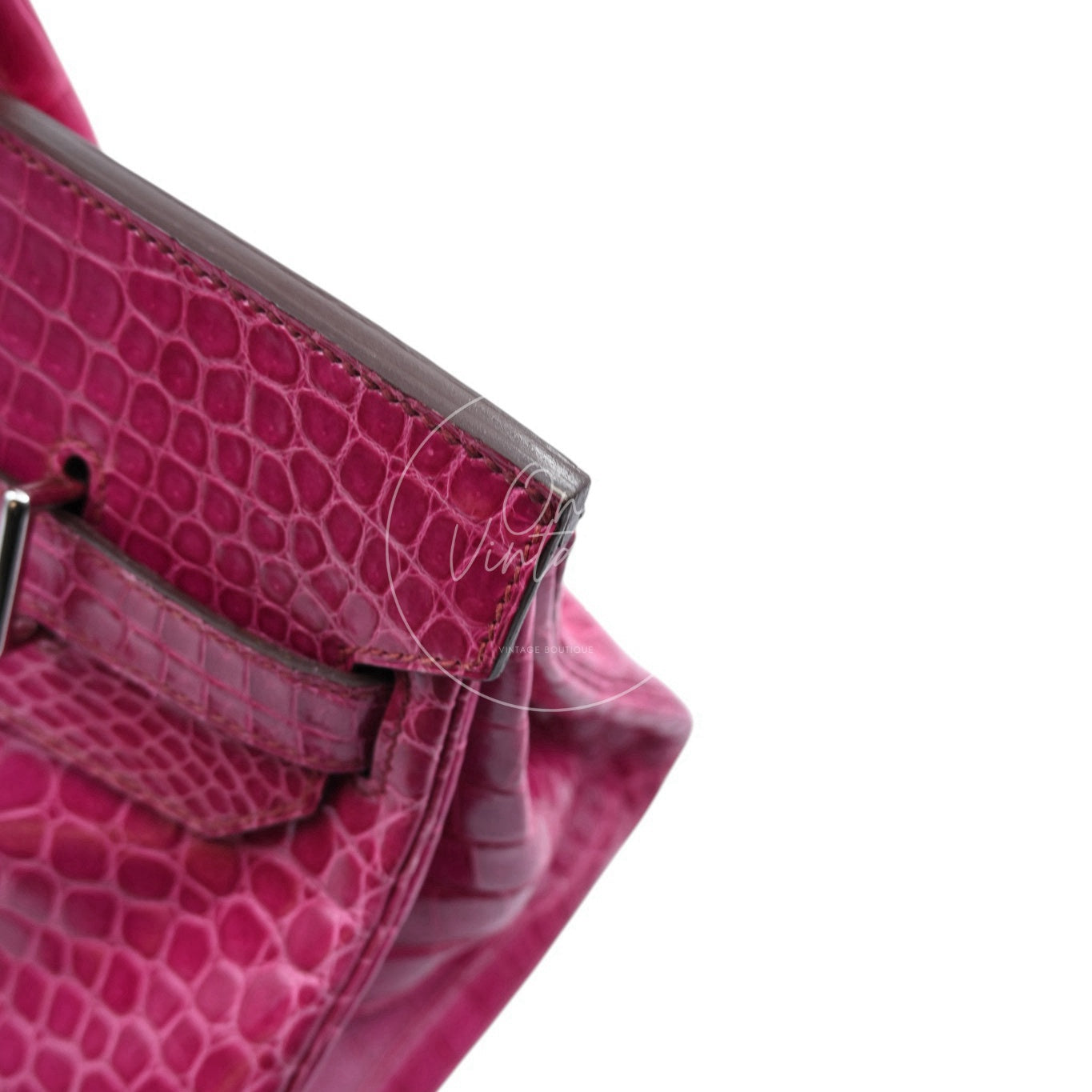 Hermes Birkin Shoulder Croco PHW Pink Square J