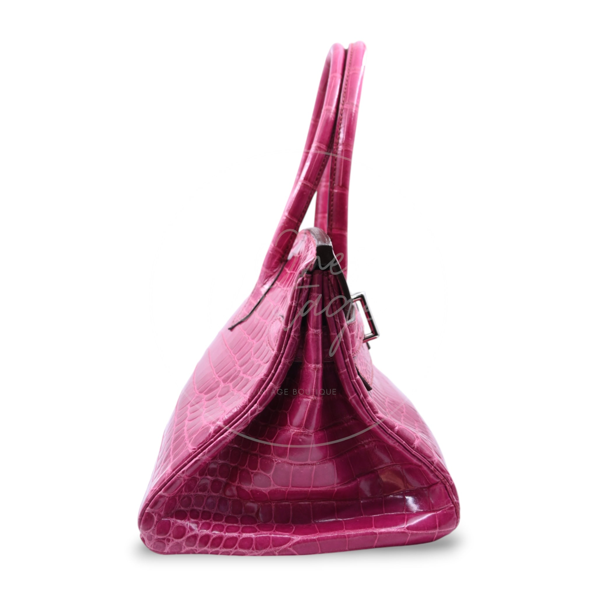 Hermes Birkin Shoulder Croco PHW Pink Square J