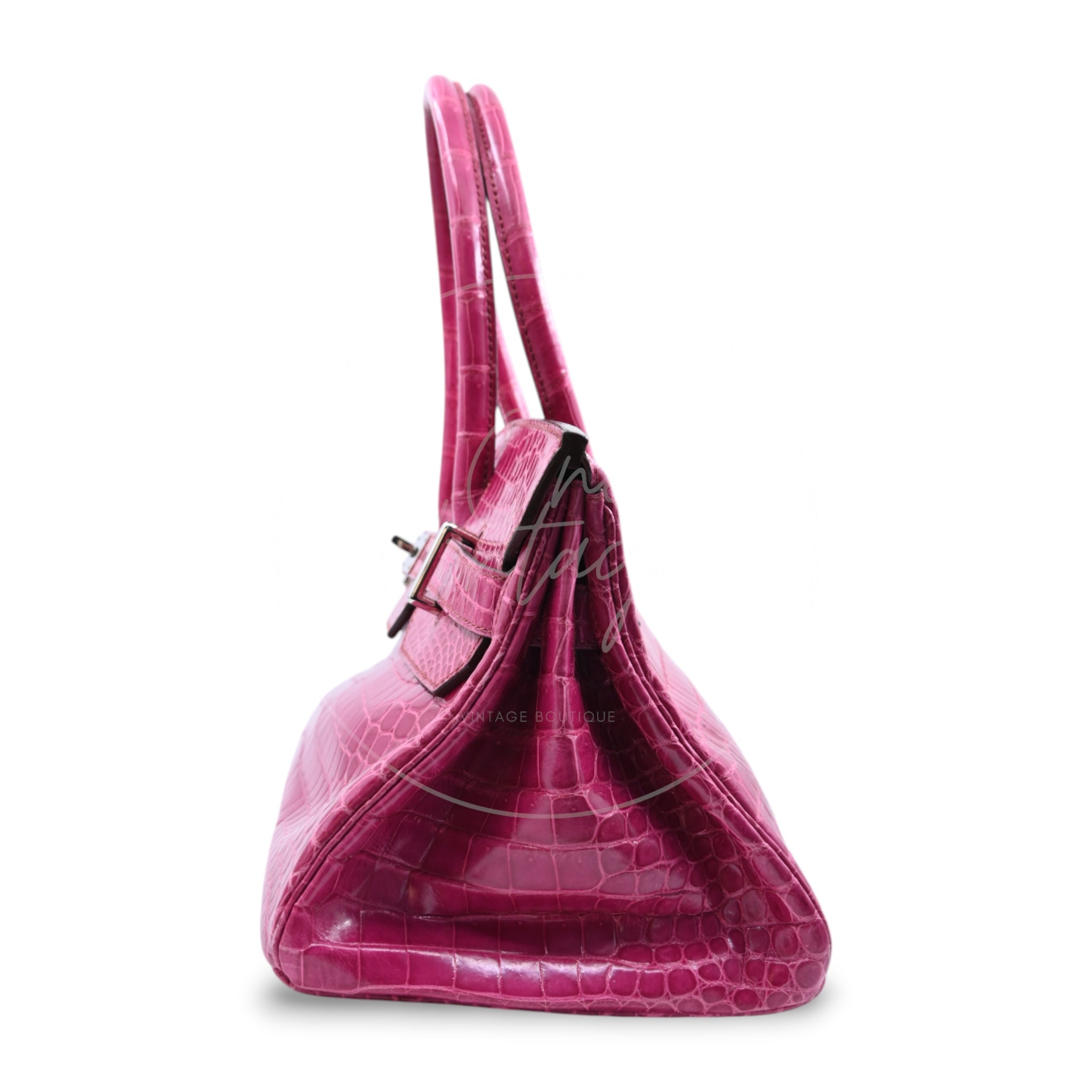 Hermes Birkin Shoulder Croco PHW Pink Square J