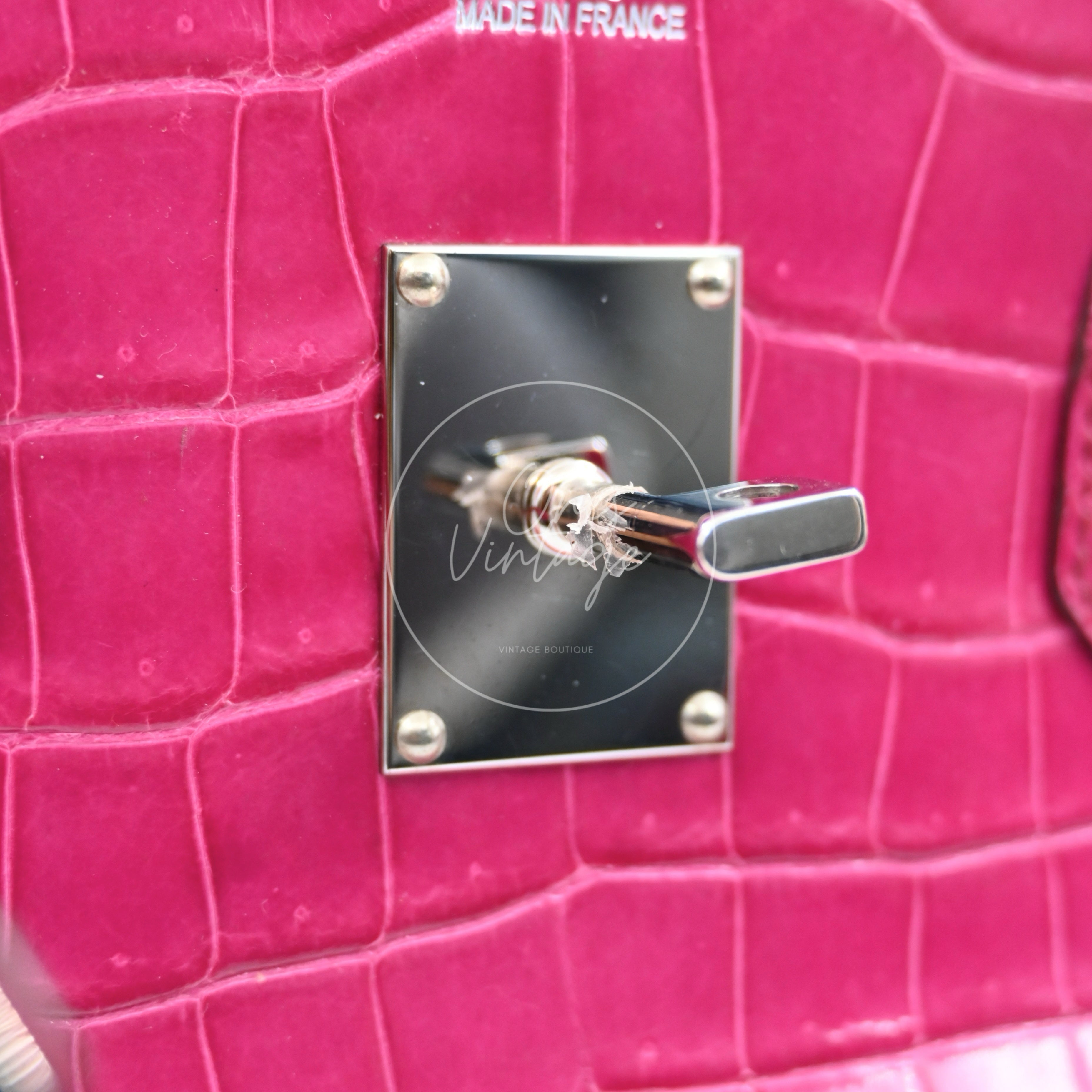 Hermes Birkin Shoulder Croco PHW Pink Square J