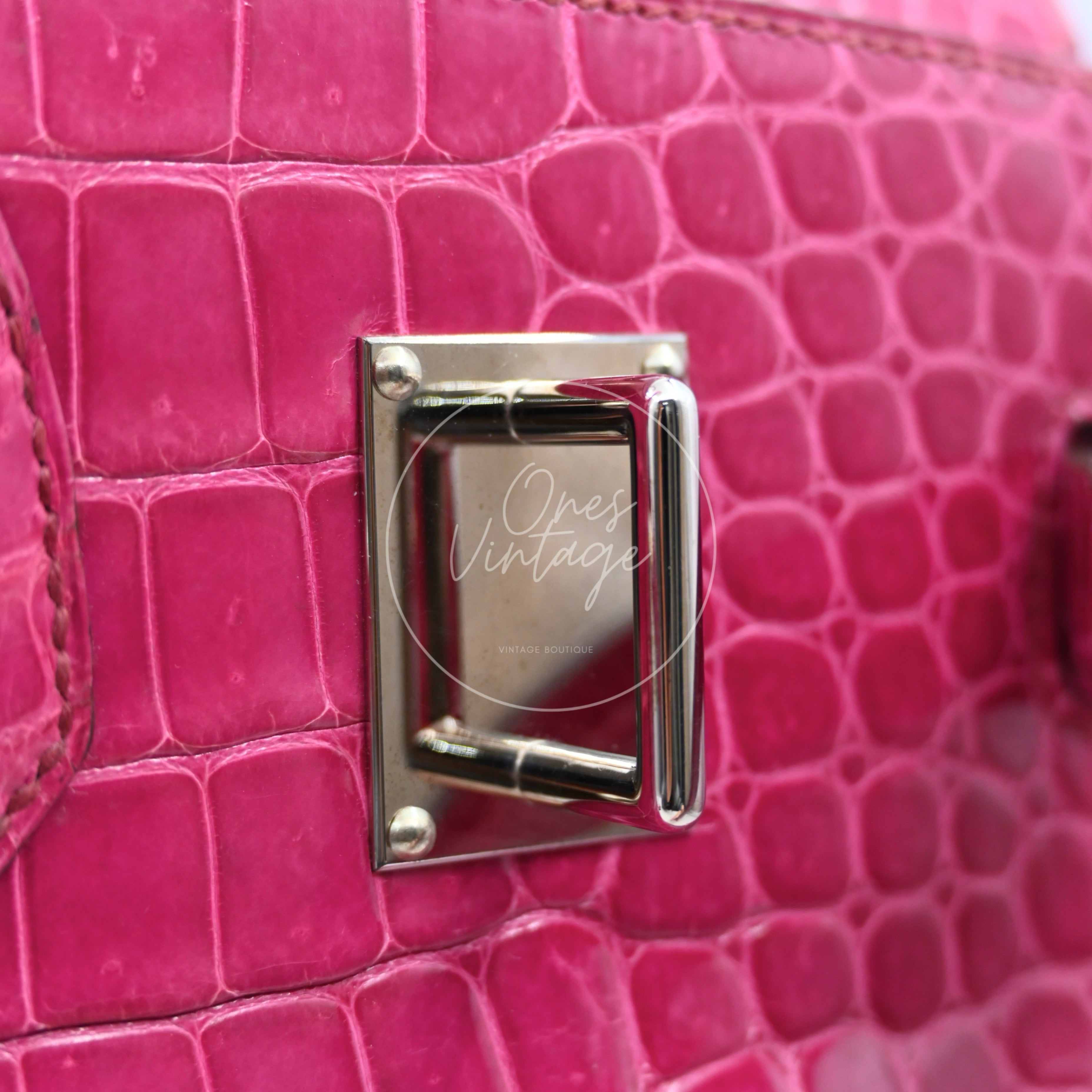 Hermes Birkin Shoulder Croco PHW Pink Square J