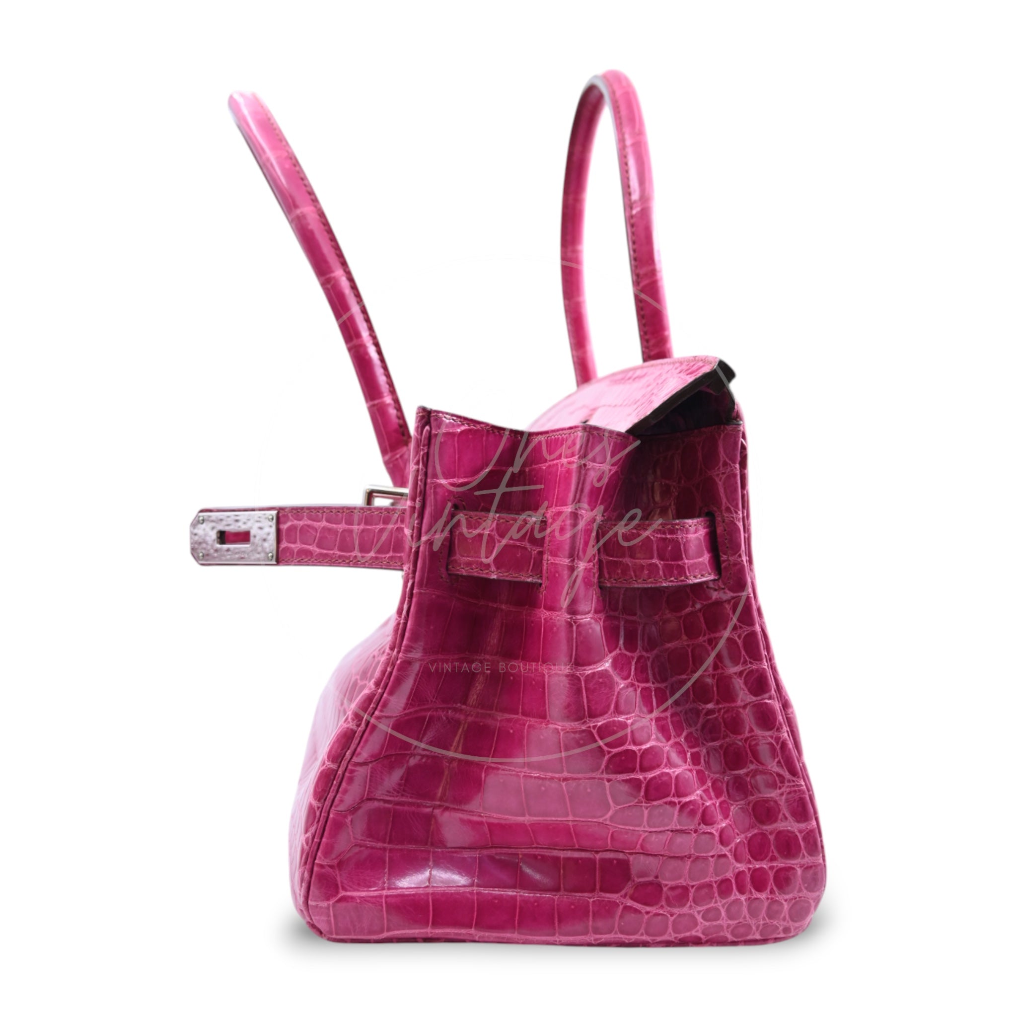 Hermes Birkin Shoulder Croco PHW Pink Square J