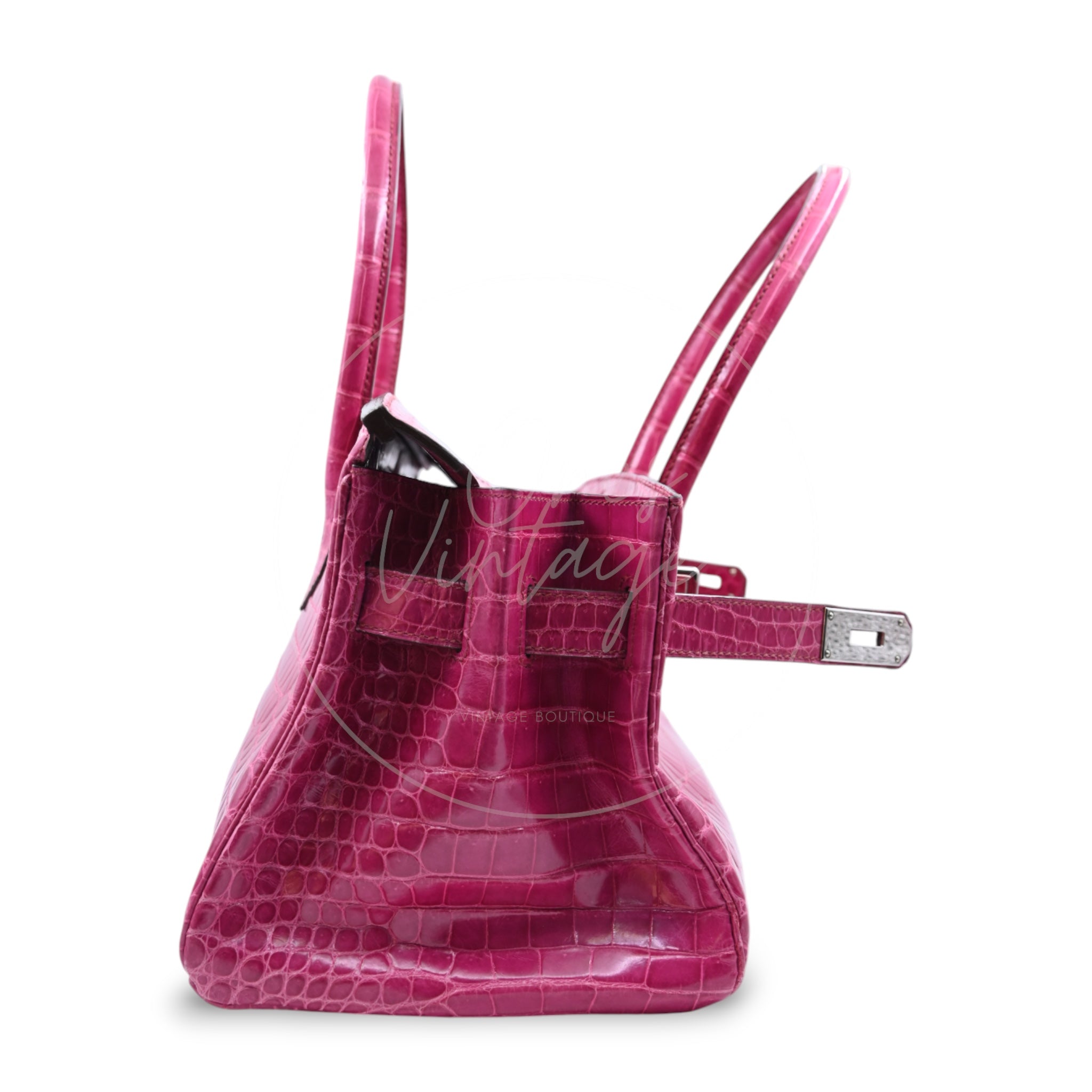Hermes Birkin Shoulder Croco PHW Pink Square J