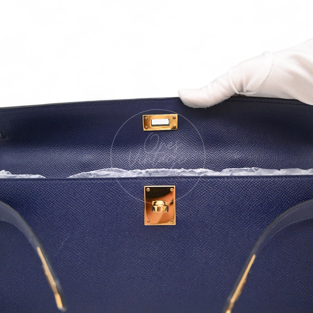 Hermes Kelly Cut Clutch Epsom GHW Bleu Saphir Stamp X