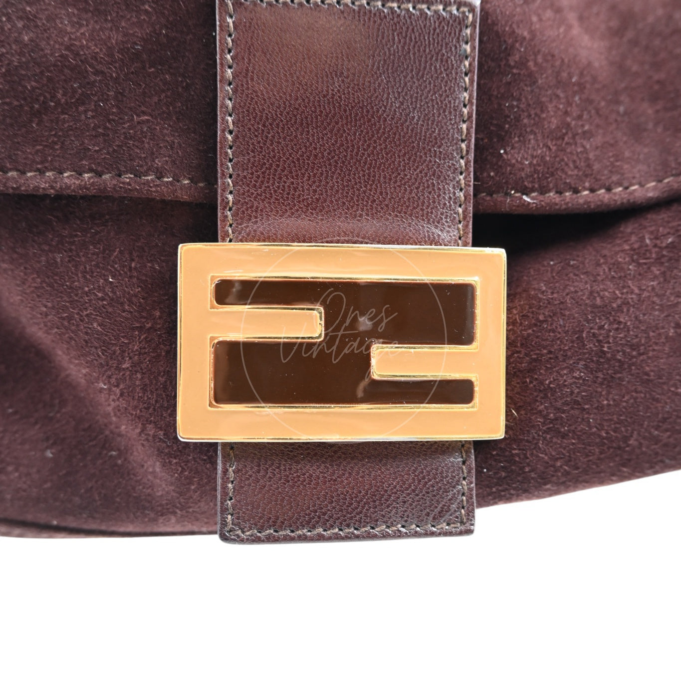 Fendi Brown Suede Mamma Baguette Handbag GHW Dark Brown After 1980s