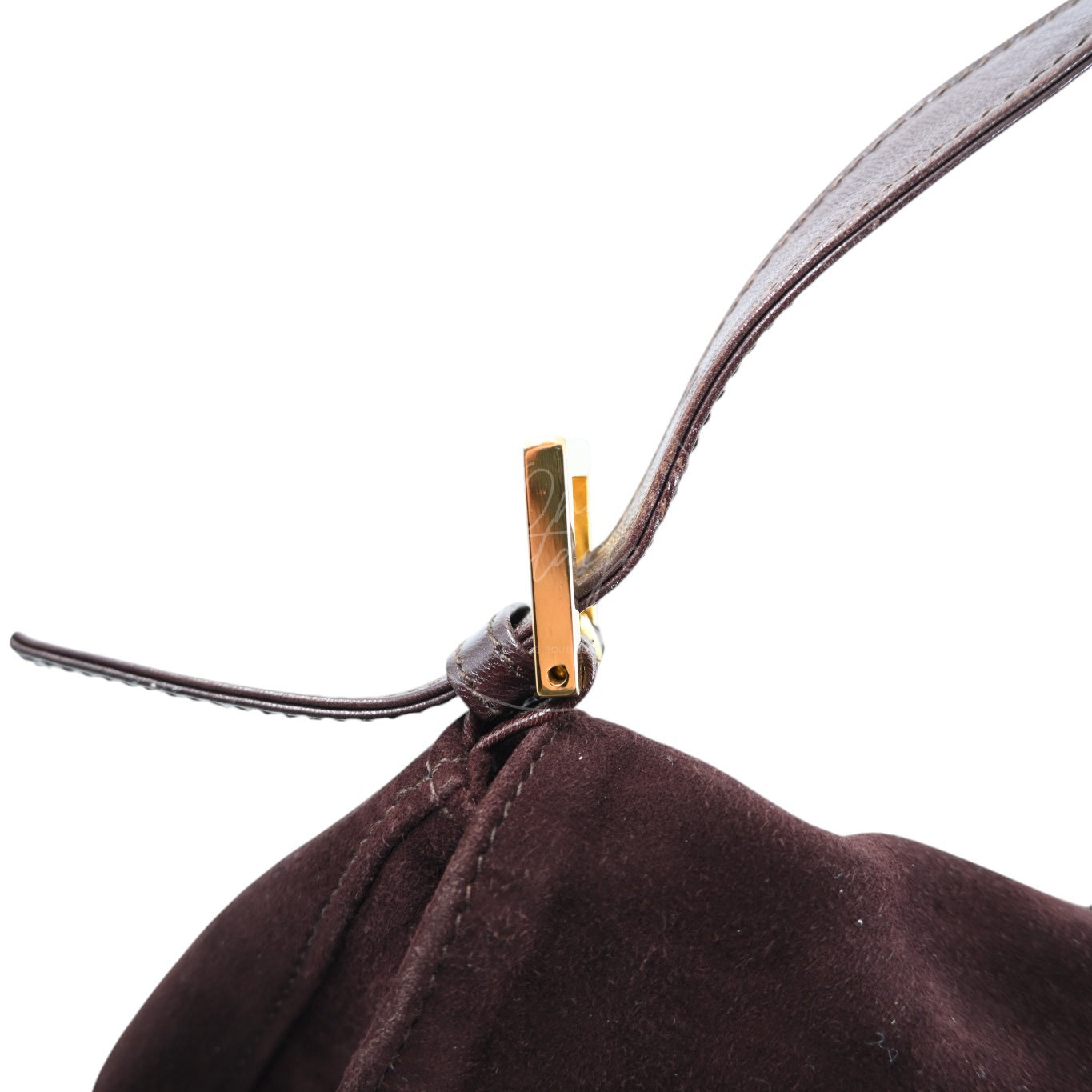Fendi Brown Suede Mamma Baguette Handbag GHW Dark Brown After 1980s