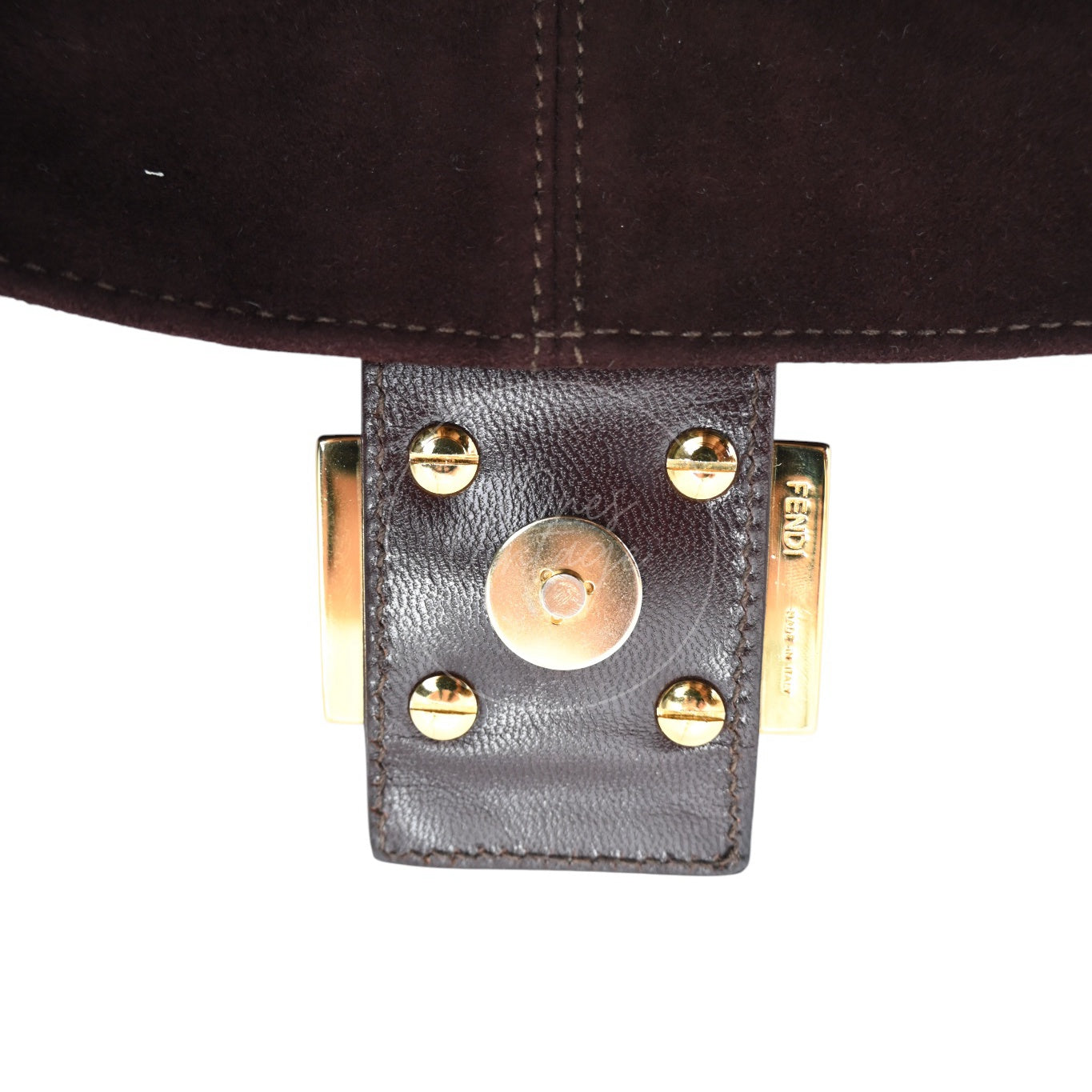 Fendi Brown Suede Mamma Baguette Handbag GHW Dark Brown After 1980s