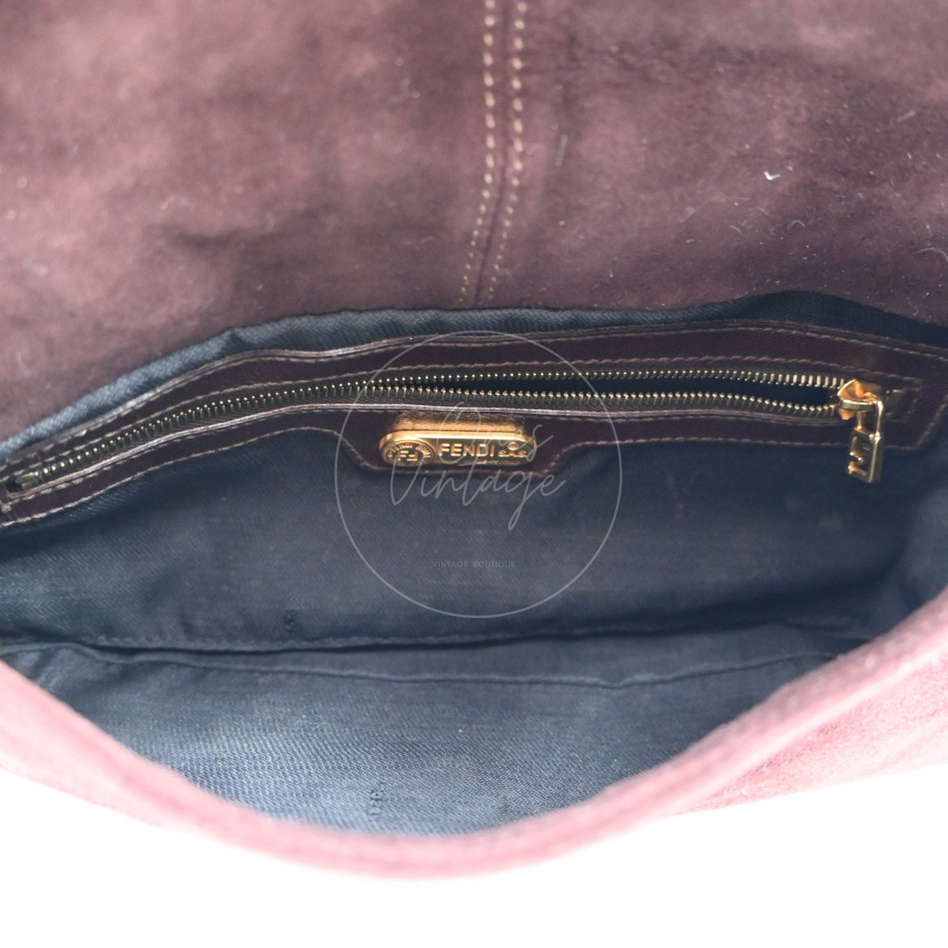 Fendi Brown Suede Mamma Baguette Handbag GHW Dark Brown After 1980s