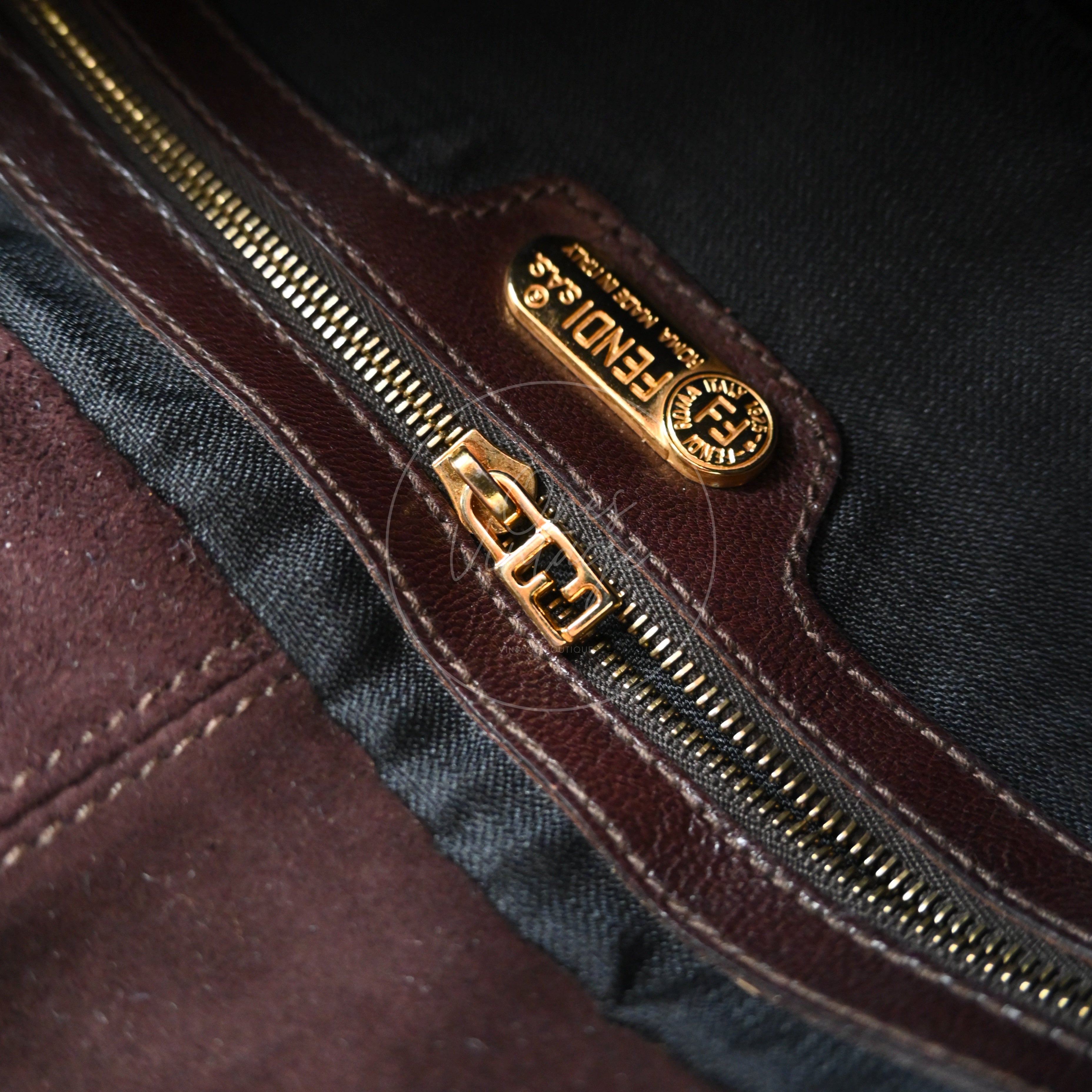 Fendi Brown Suede Mamma Baguette Handbag GHW Dark Brown After 1980s