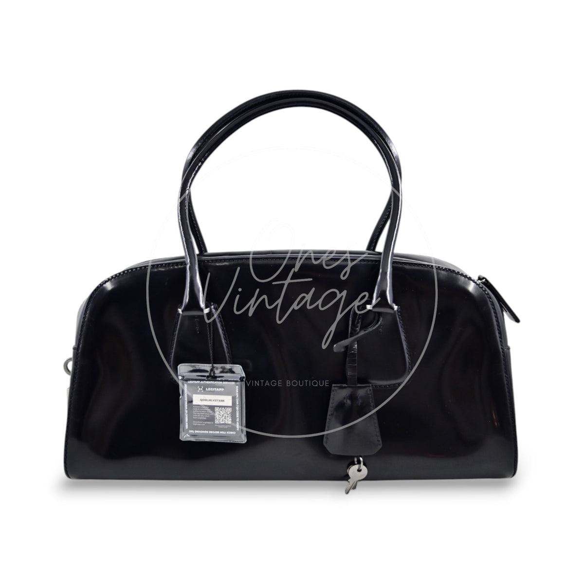 Prada Spazzolato Bauletto Bag Calfskin 36 Black SHW