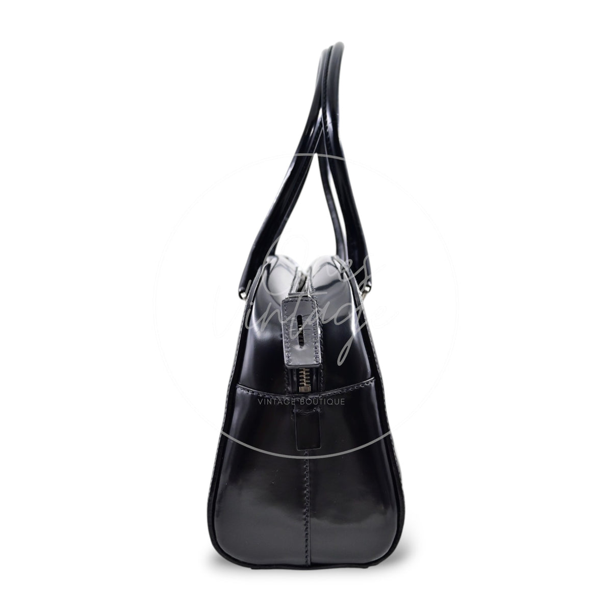 Prada Spazzolato Bauletto Bag Calfskin 36 Black SHW